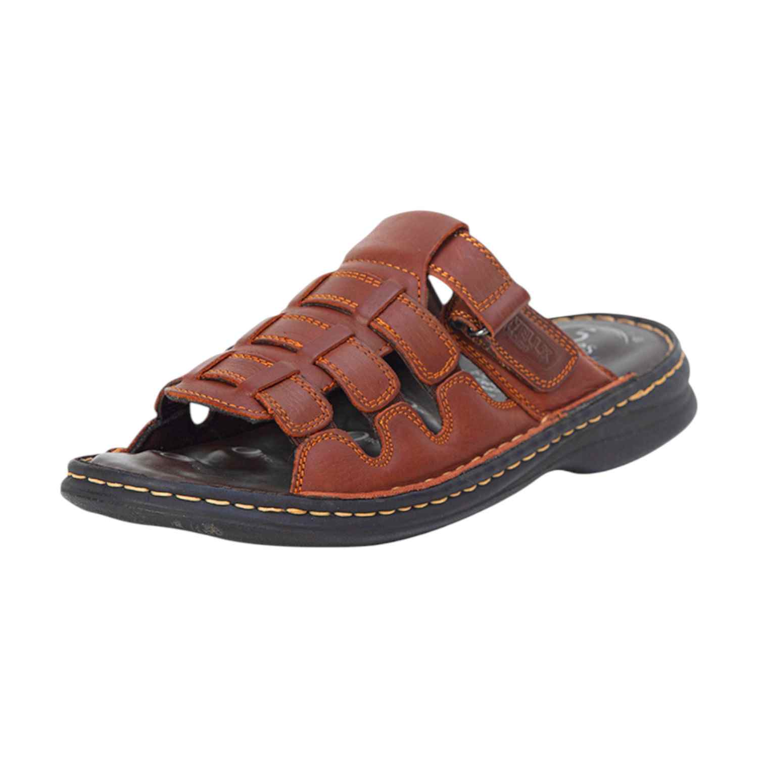 Men Brown Leather Adjustable Comfort Sandals (5 Zones)