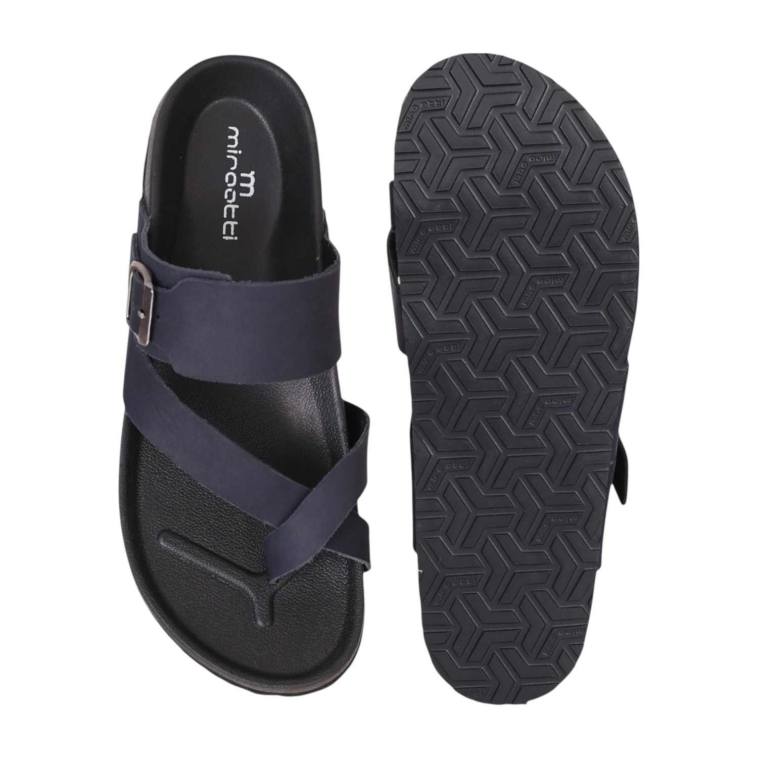 Men Navy Blue Two-Strap Toe-Loop Sandal