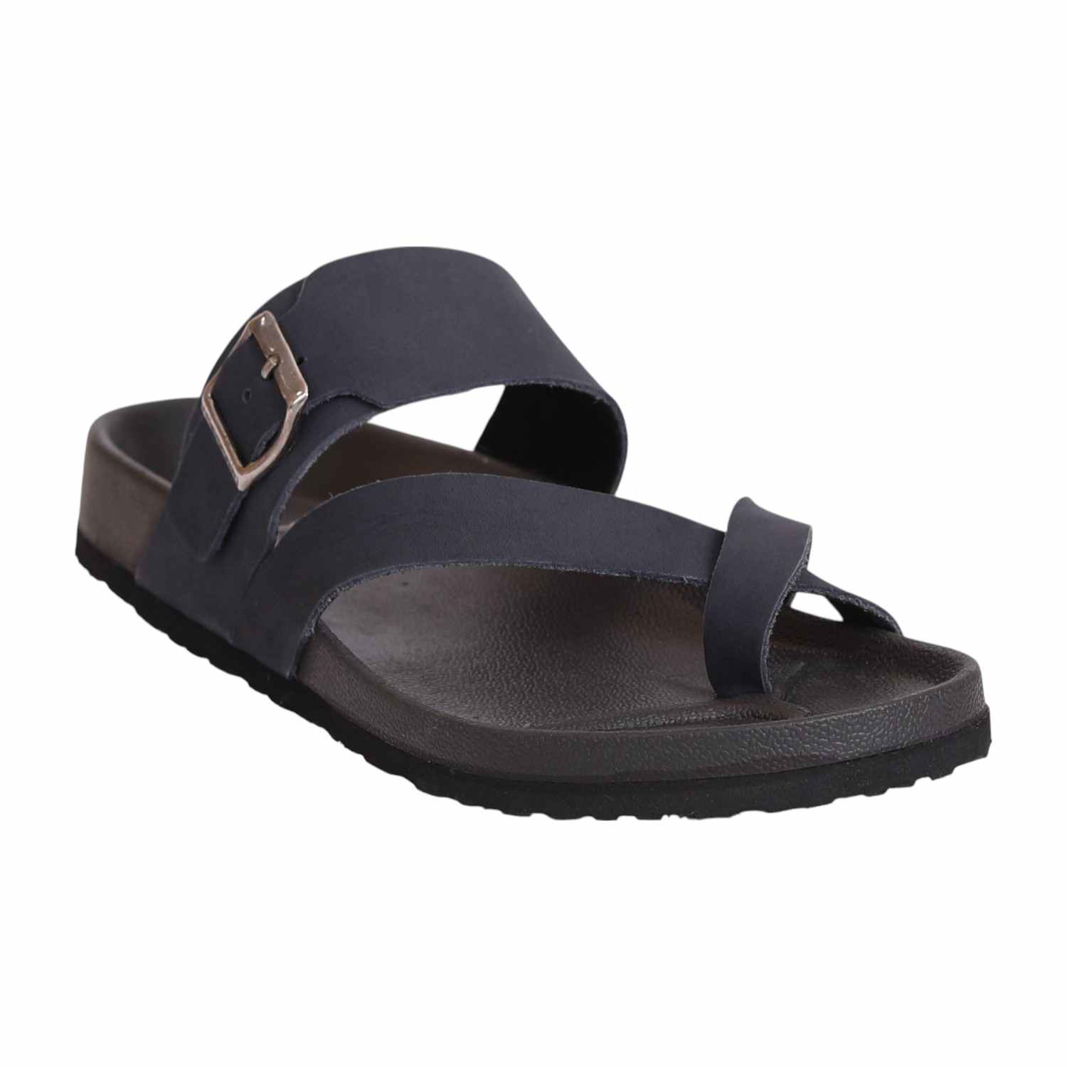 Men Navy Blue Two-Strap Toe-Loop Sandal