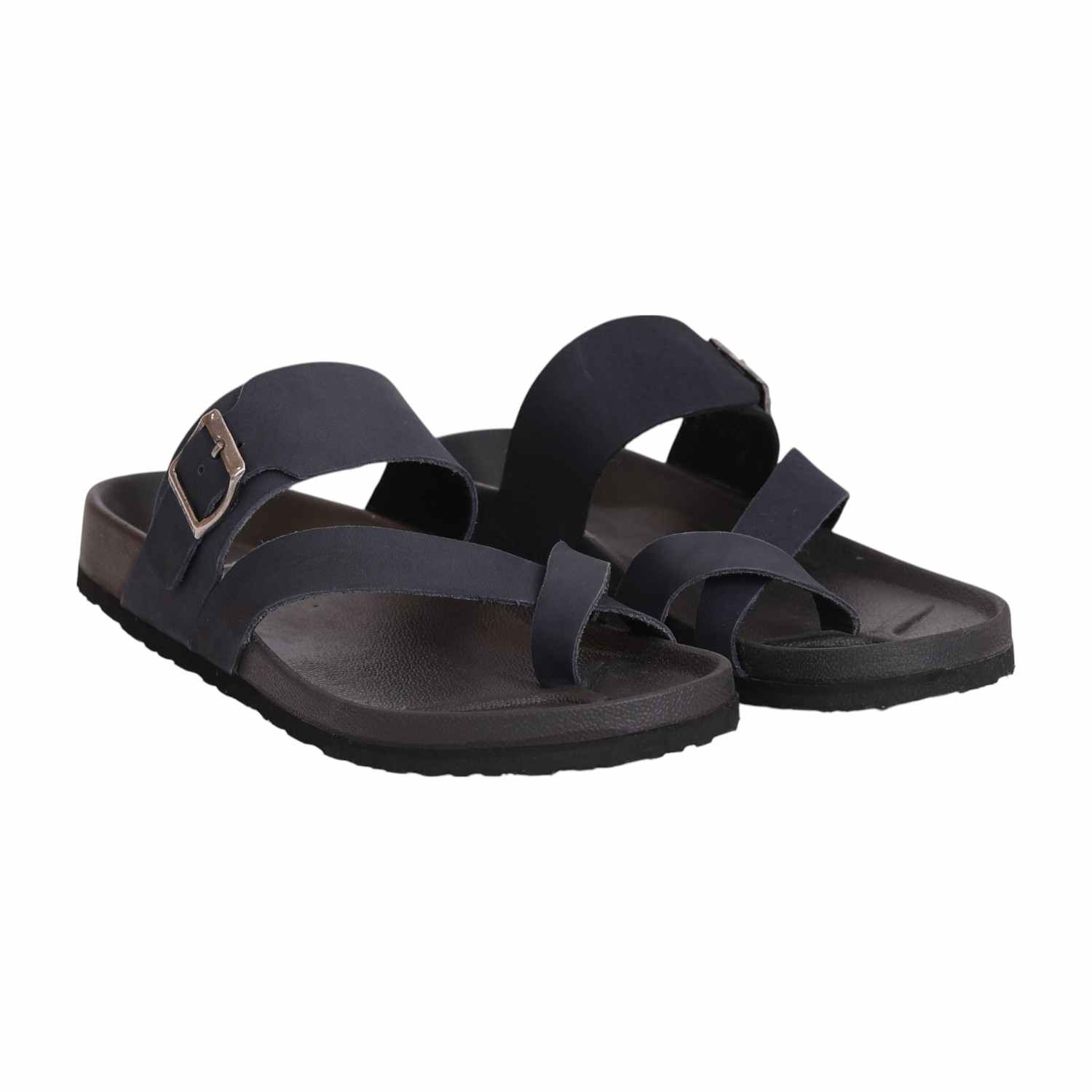 Men Navy Blue Two-Strap Toe-Loop Sandal