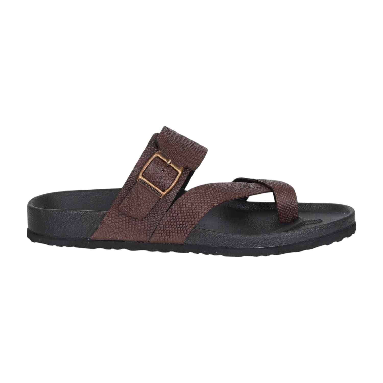 Men Brown Textured Toe-Loop Sandal