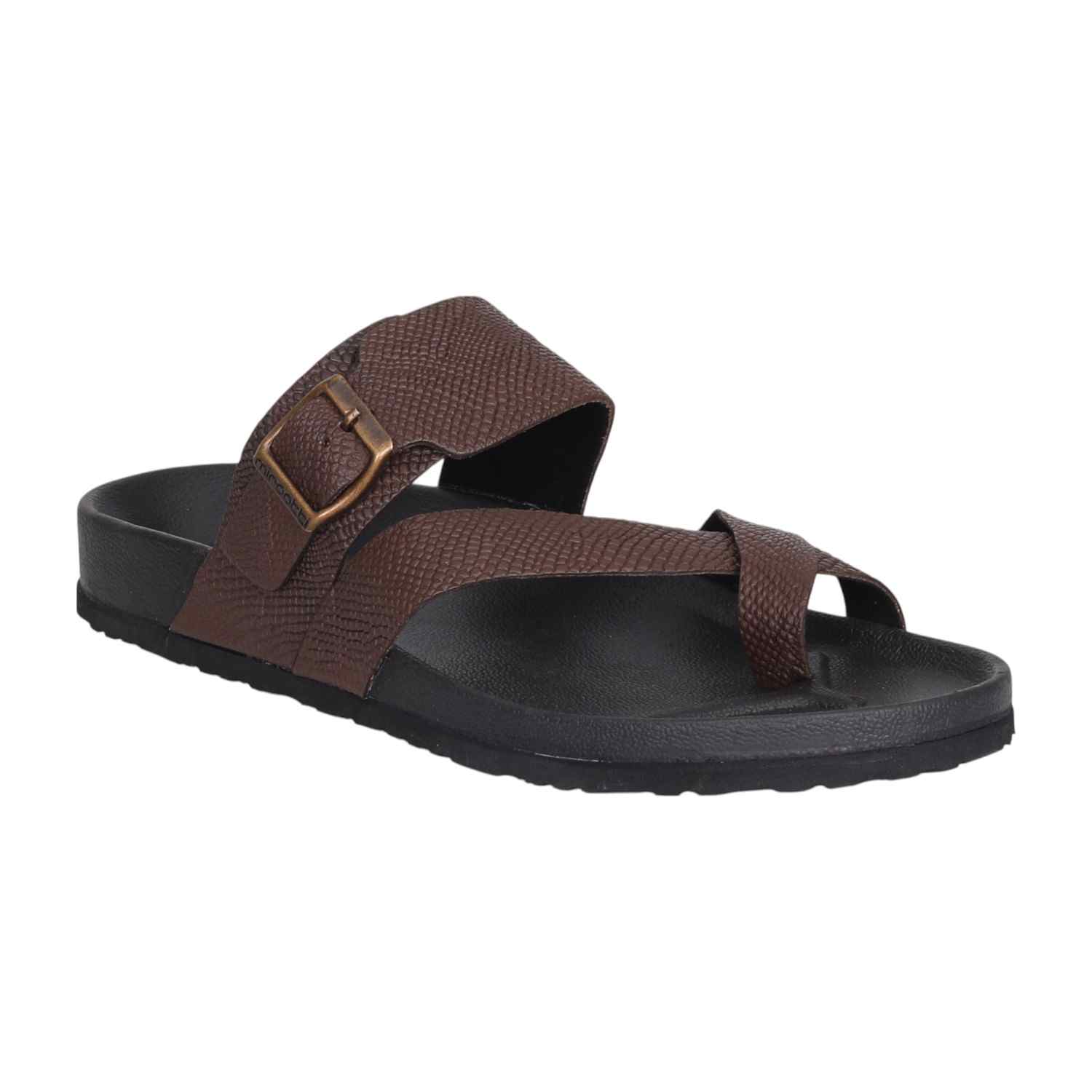 Men Brown Textured Toe-Loop Sandal