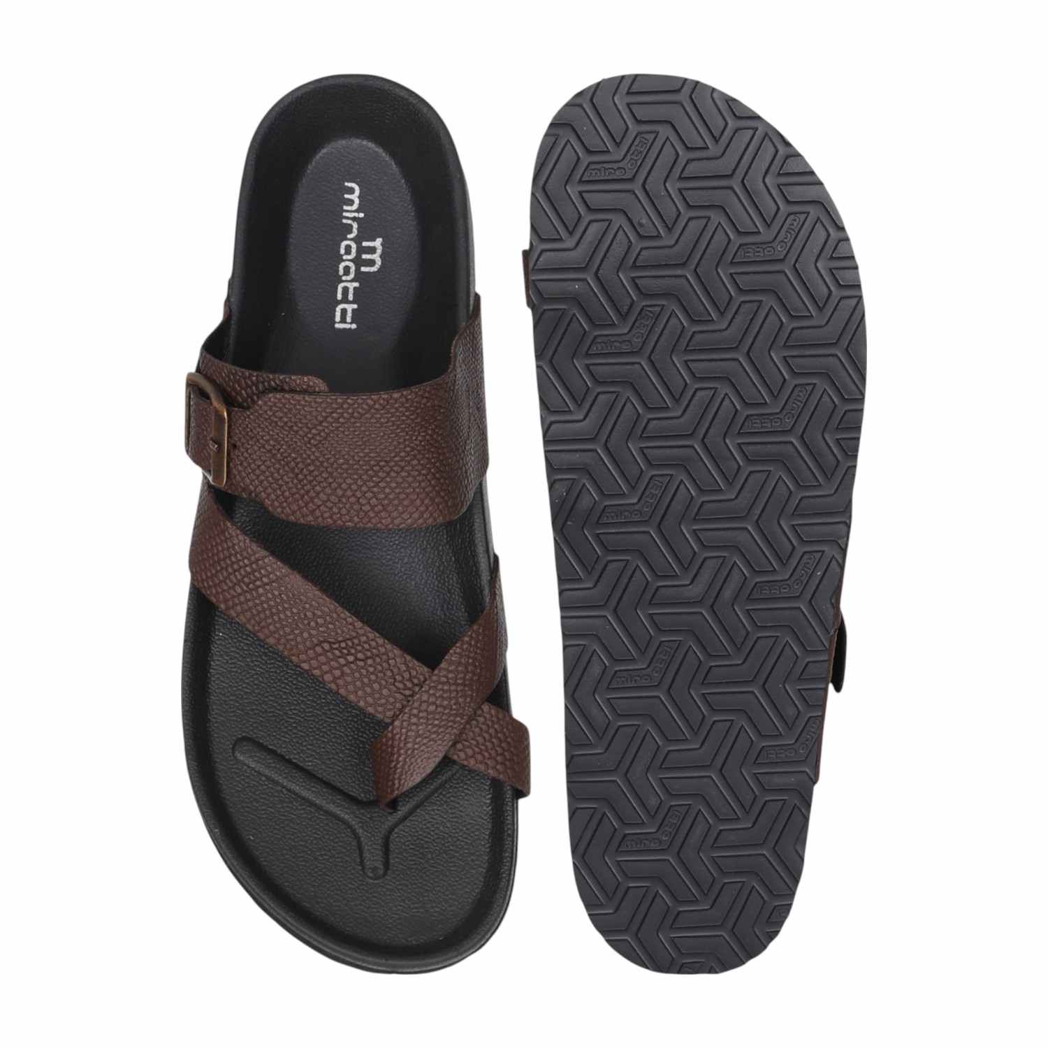 Men Brown Textured Toe-Loop Sandal