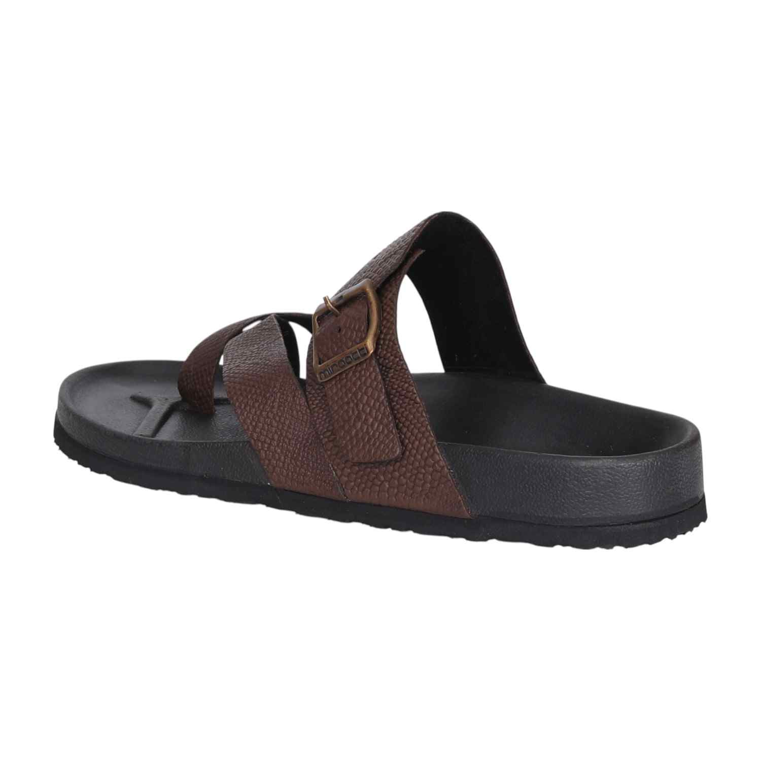 Men Brown Textured Toe-Loop Sandal