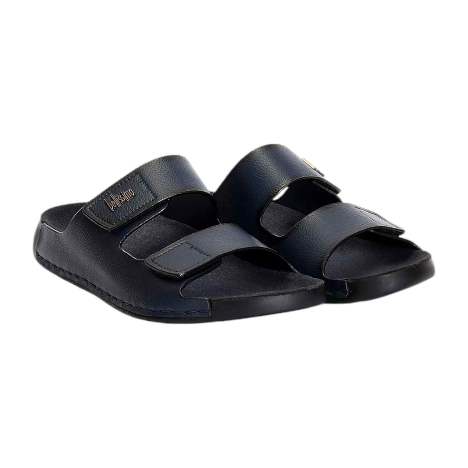 Men Navy Blue Slides with Velcro Fastening