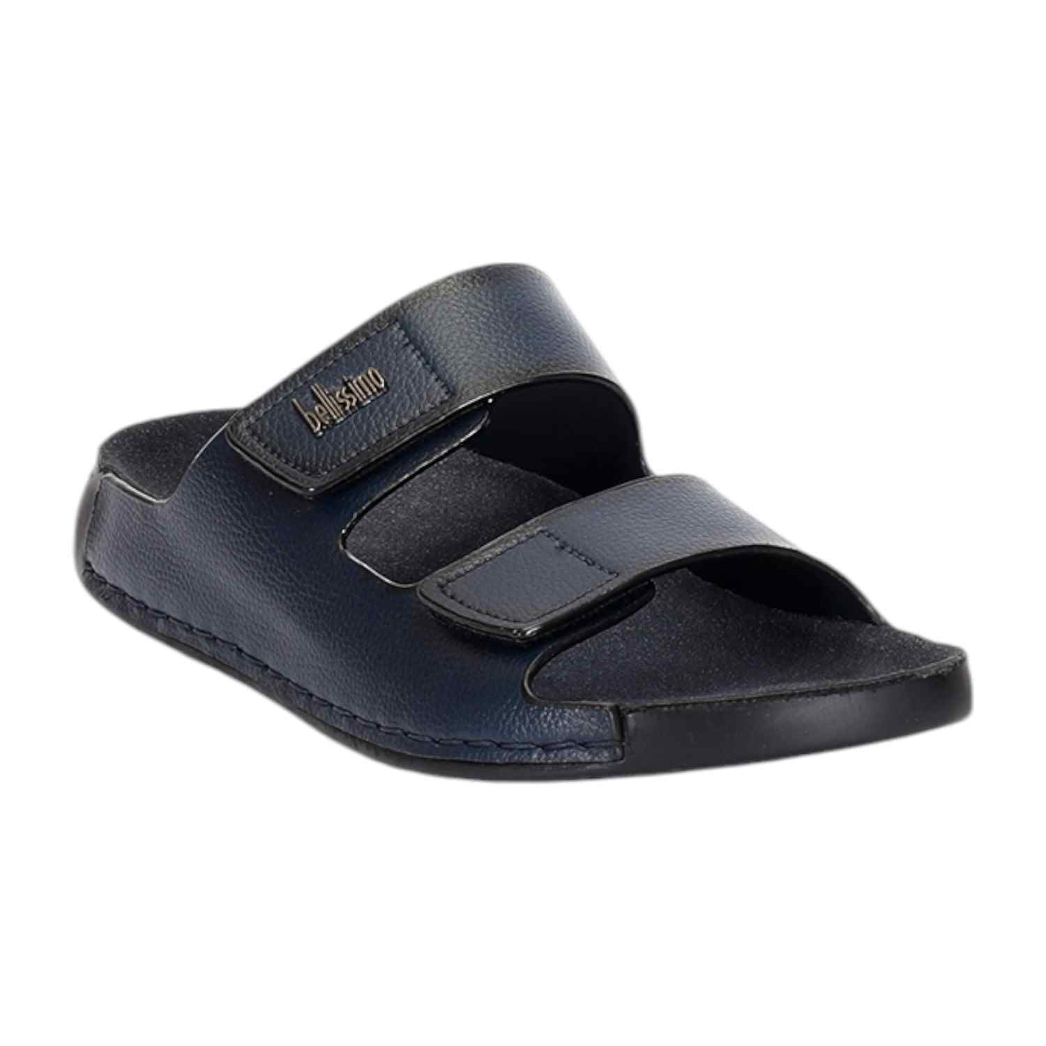 Men Navy Blue Slides with Velcro Fastening