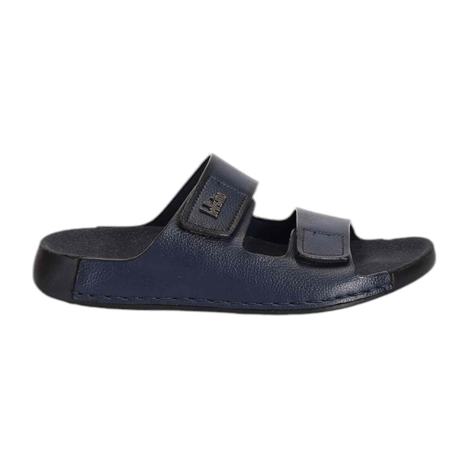 Men Navy Blue Slides with Velcro Fastening