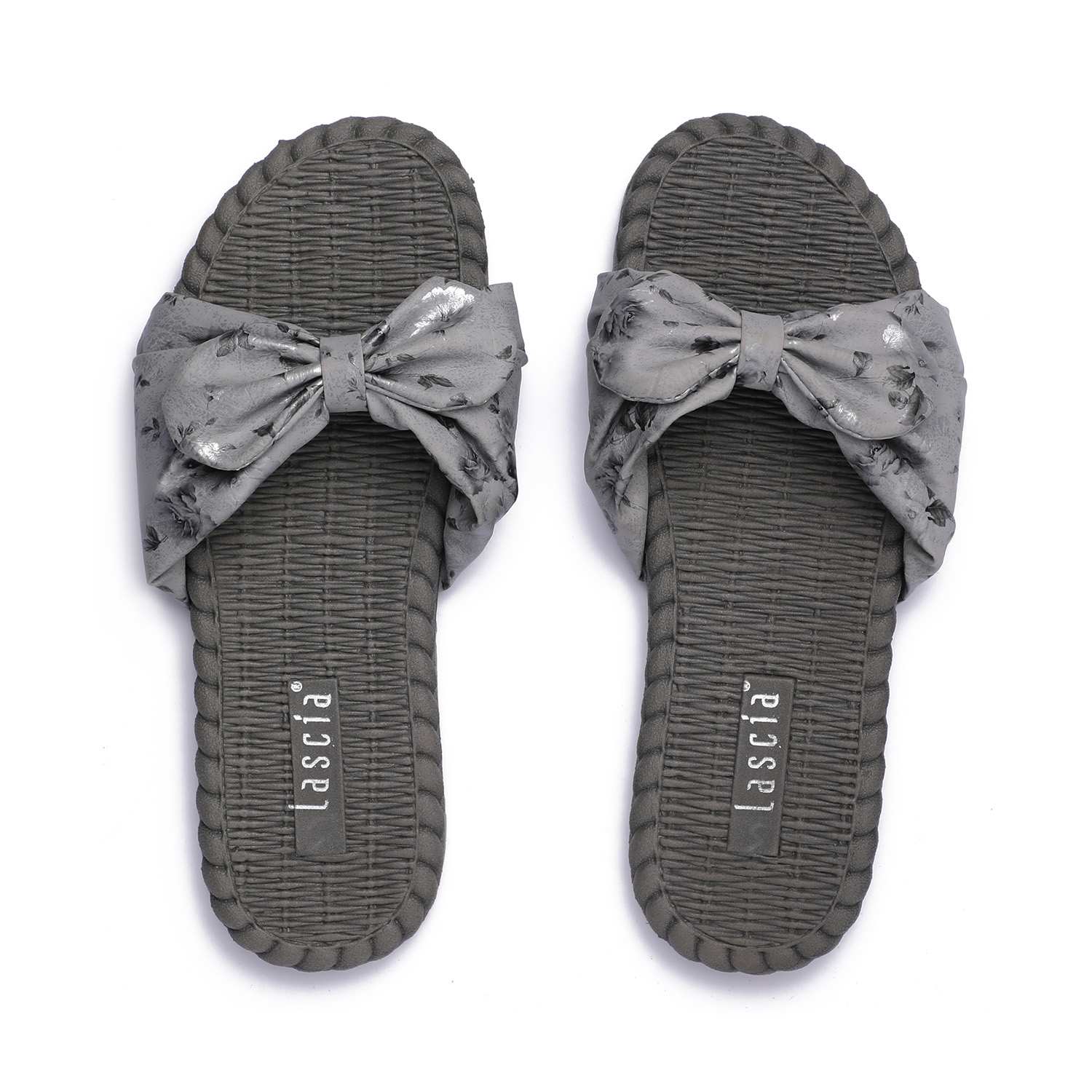Grey Casual Flats with Bow Detailing for Women