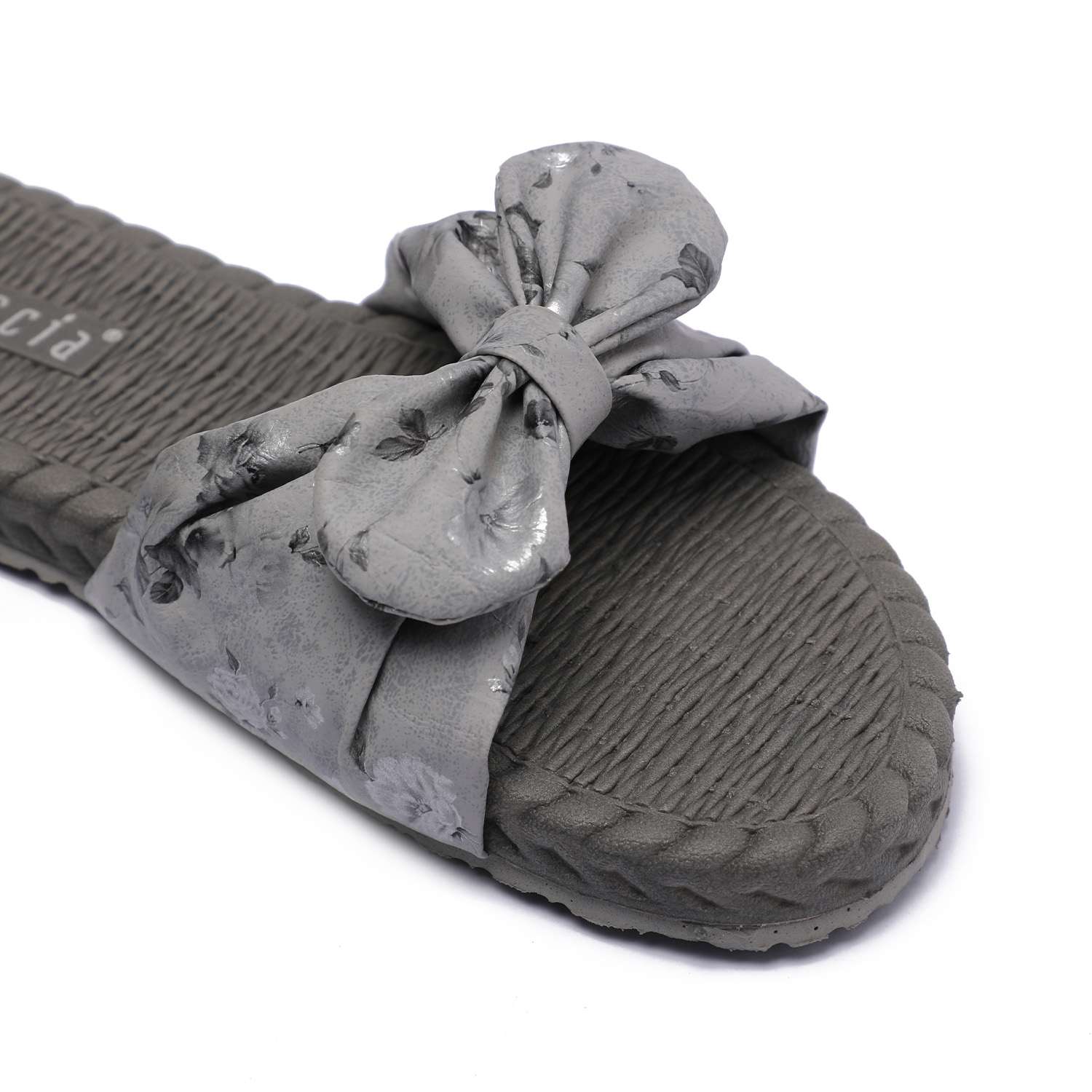 Grey Casual Flats with Bow Detailing for Women