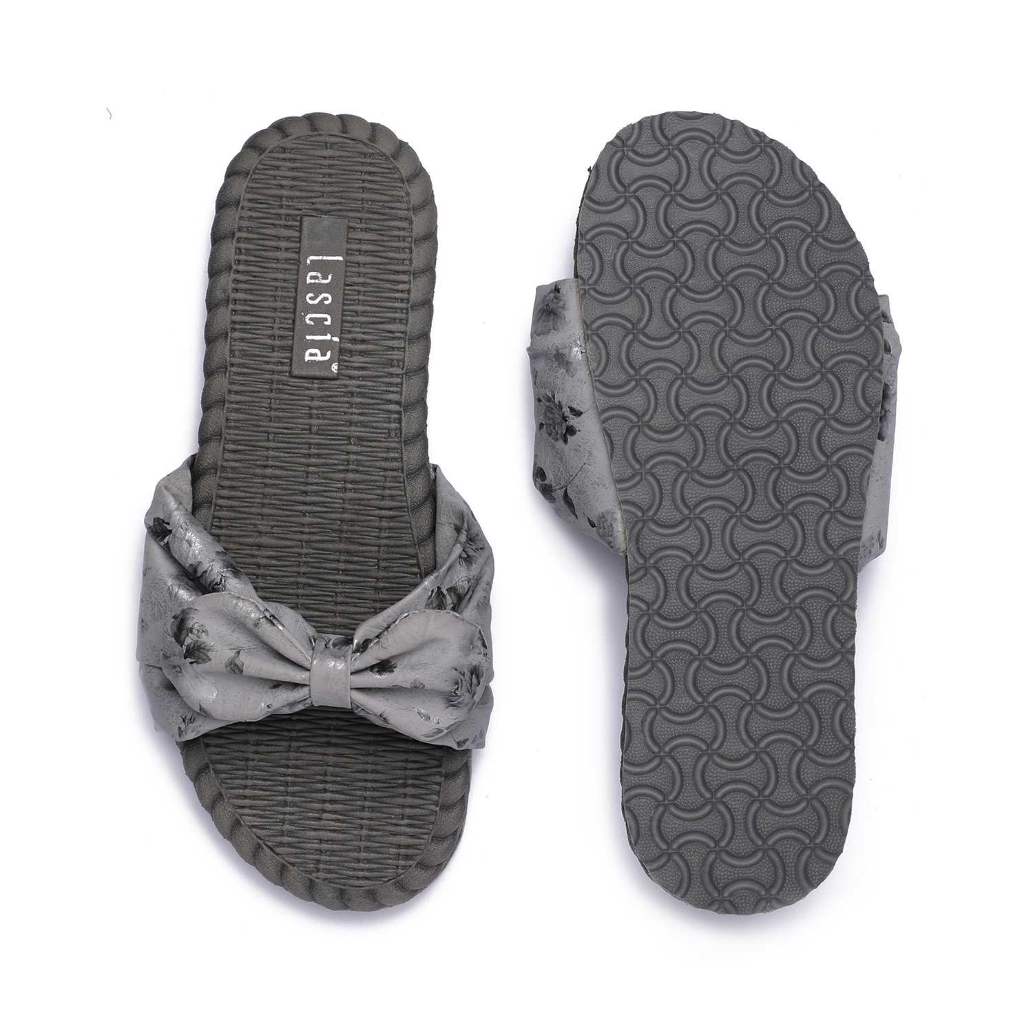Grey Casual Flats with Bow Detailing for Women