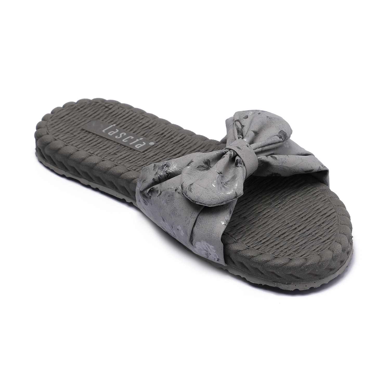 Grey Casual Flats with Bow Detailing for Women