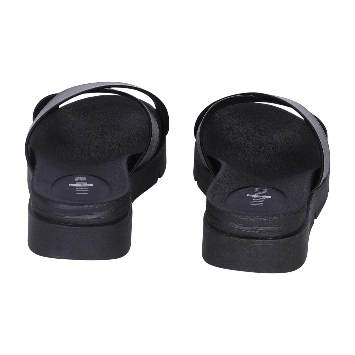 Women's Black Criss-Cross Casual Platform Slides