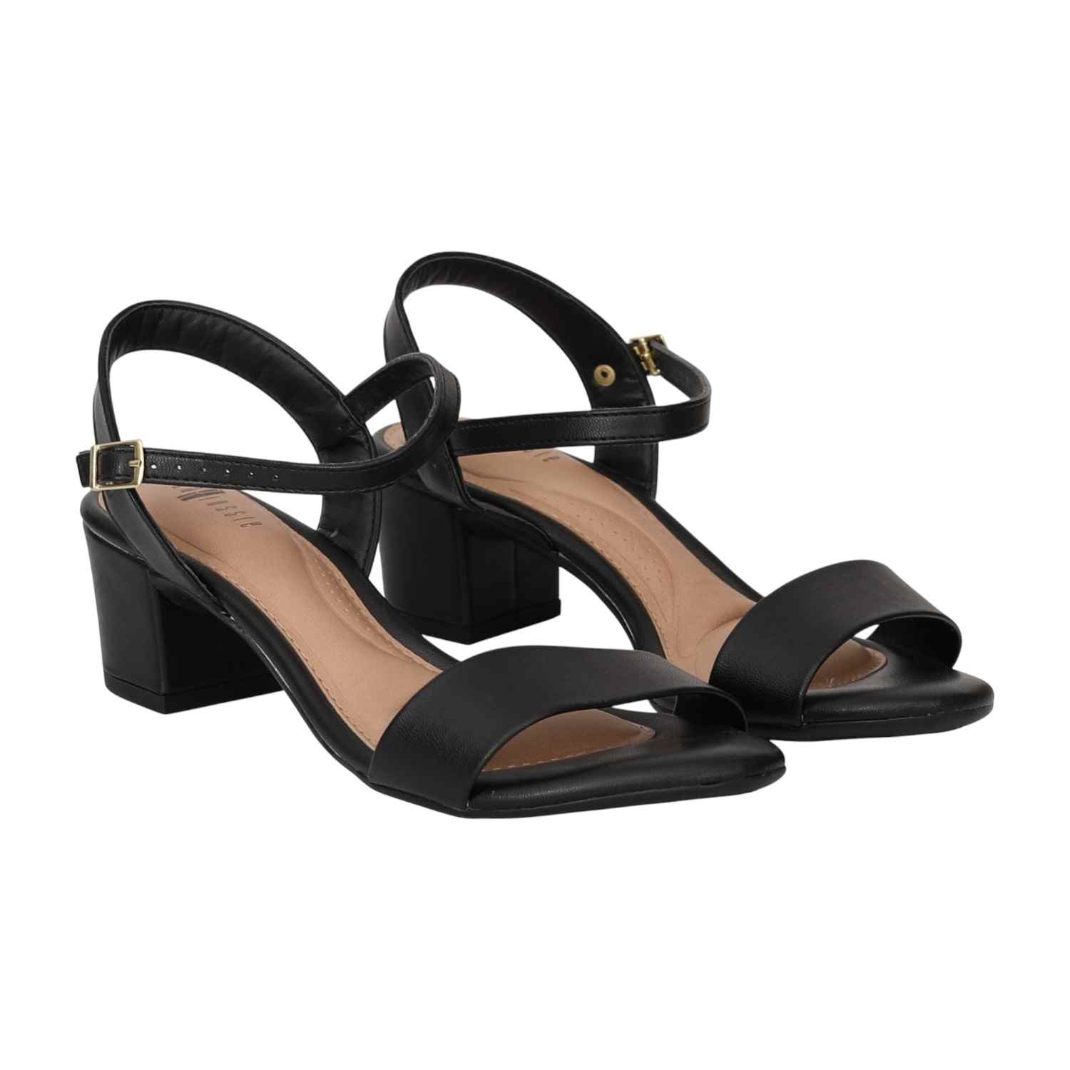 Women Black Elegant Block Heel Sandals