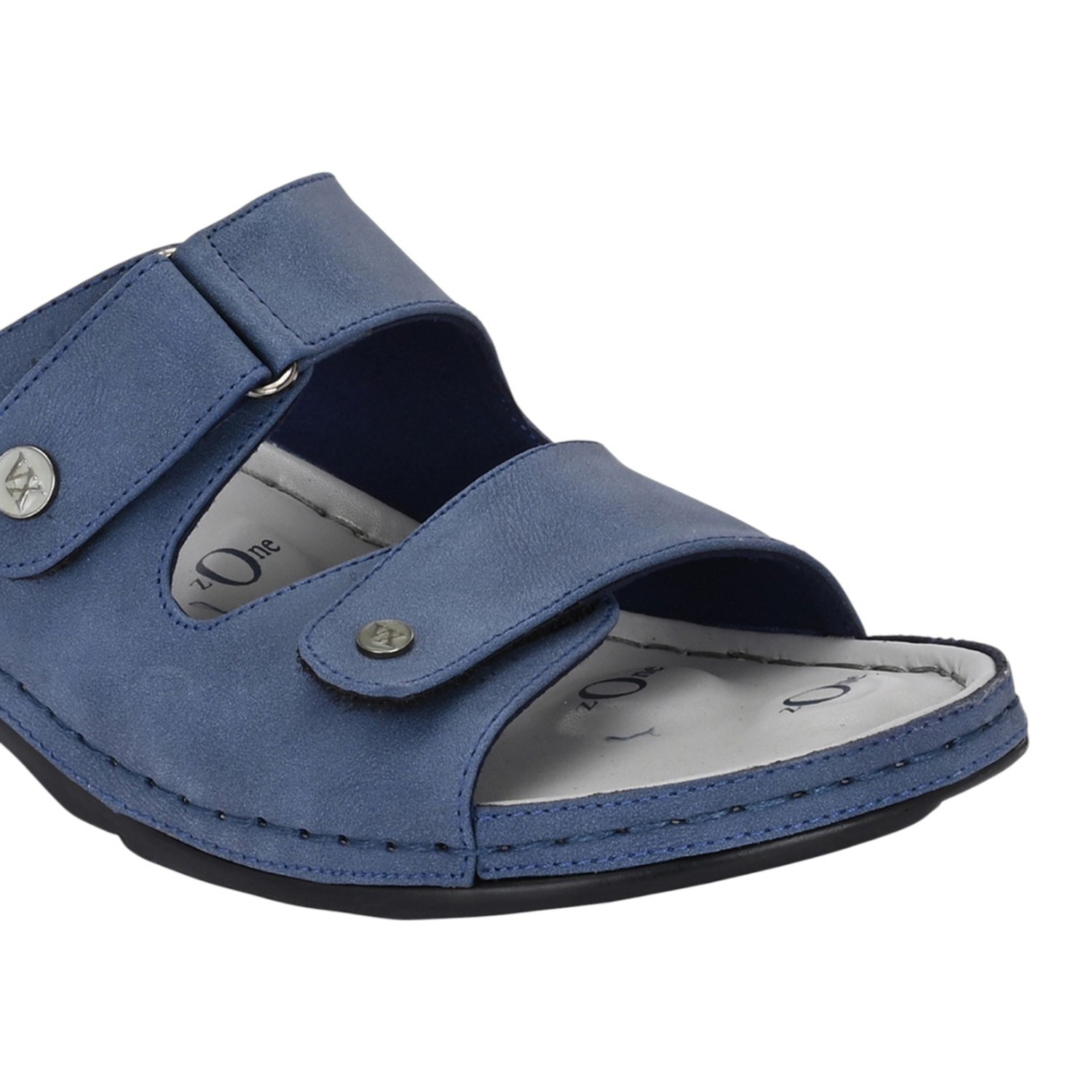 Women Blue Double-Strap Slide Sandal with Adjustable Fit