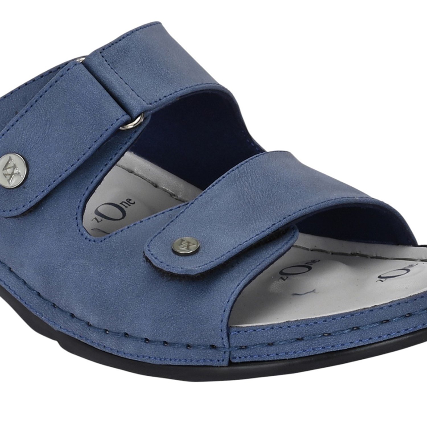 Women Blue Double-Strap Slide Sandal with Adjustable Fit