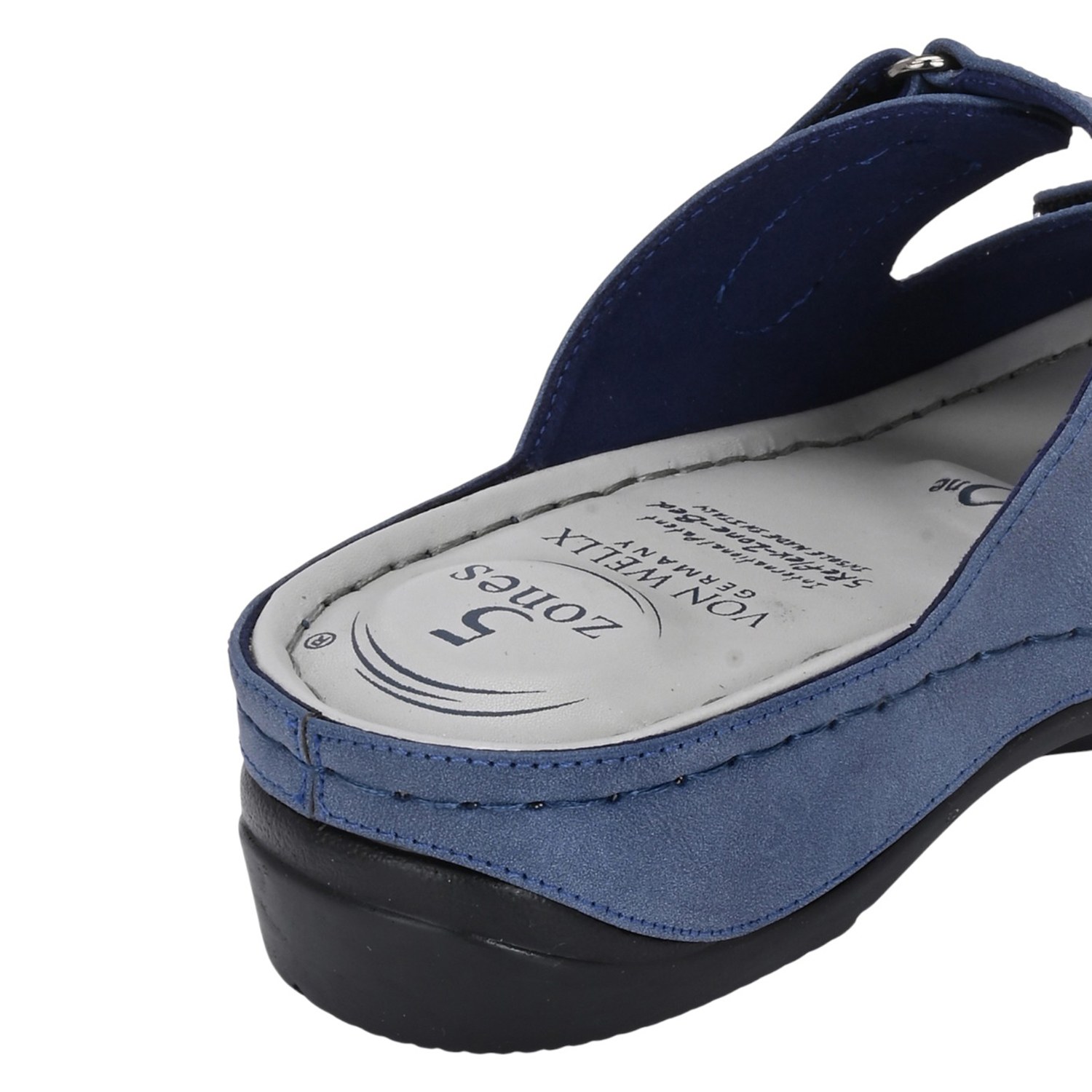 Women Blue Double-Strap Slide Sandal with Adjustable Fit