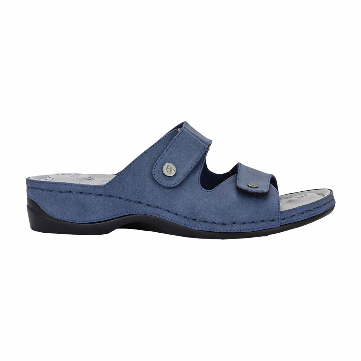 Women Blue Double-Strap Slide Sandal with Adjustable Fit