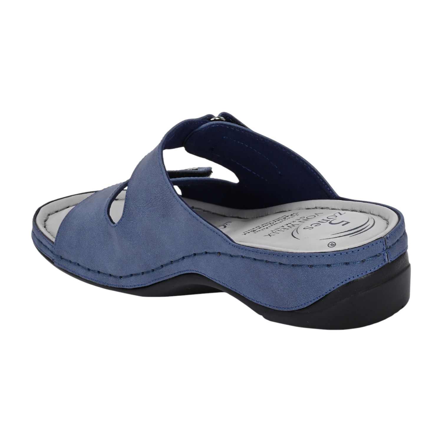 Women Blue Double-Strap Slide Sandal with Adjustable Fit