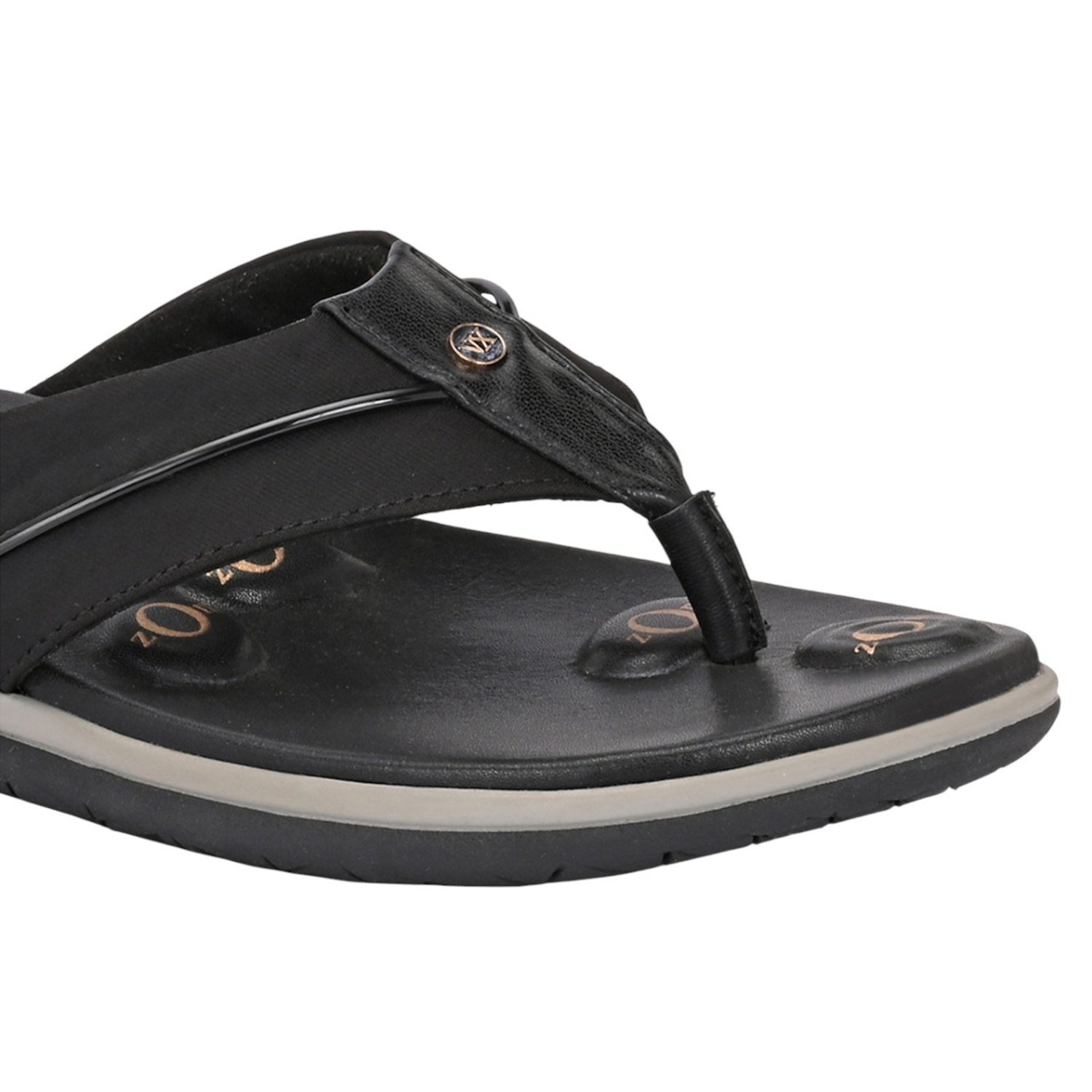 Women Sleek Black Comfort Thong Sandal with Contrast Trim