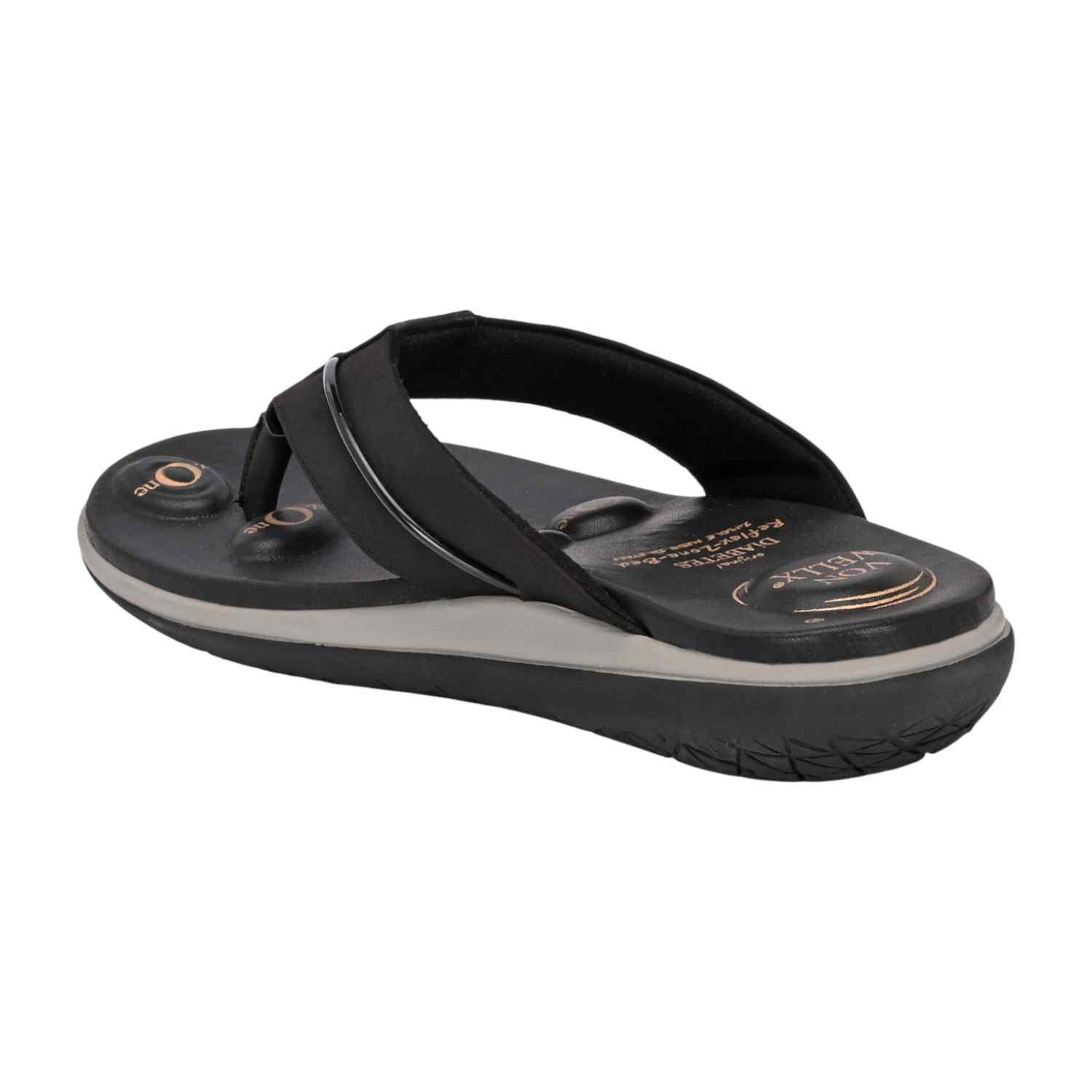 Women Sleek Black Comfort Thong Sandal with Contrast Trim