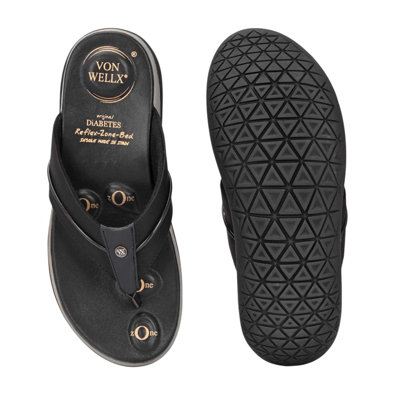 Women Sleek Black Comfort Thong Sandal with Contrast Trim