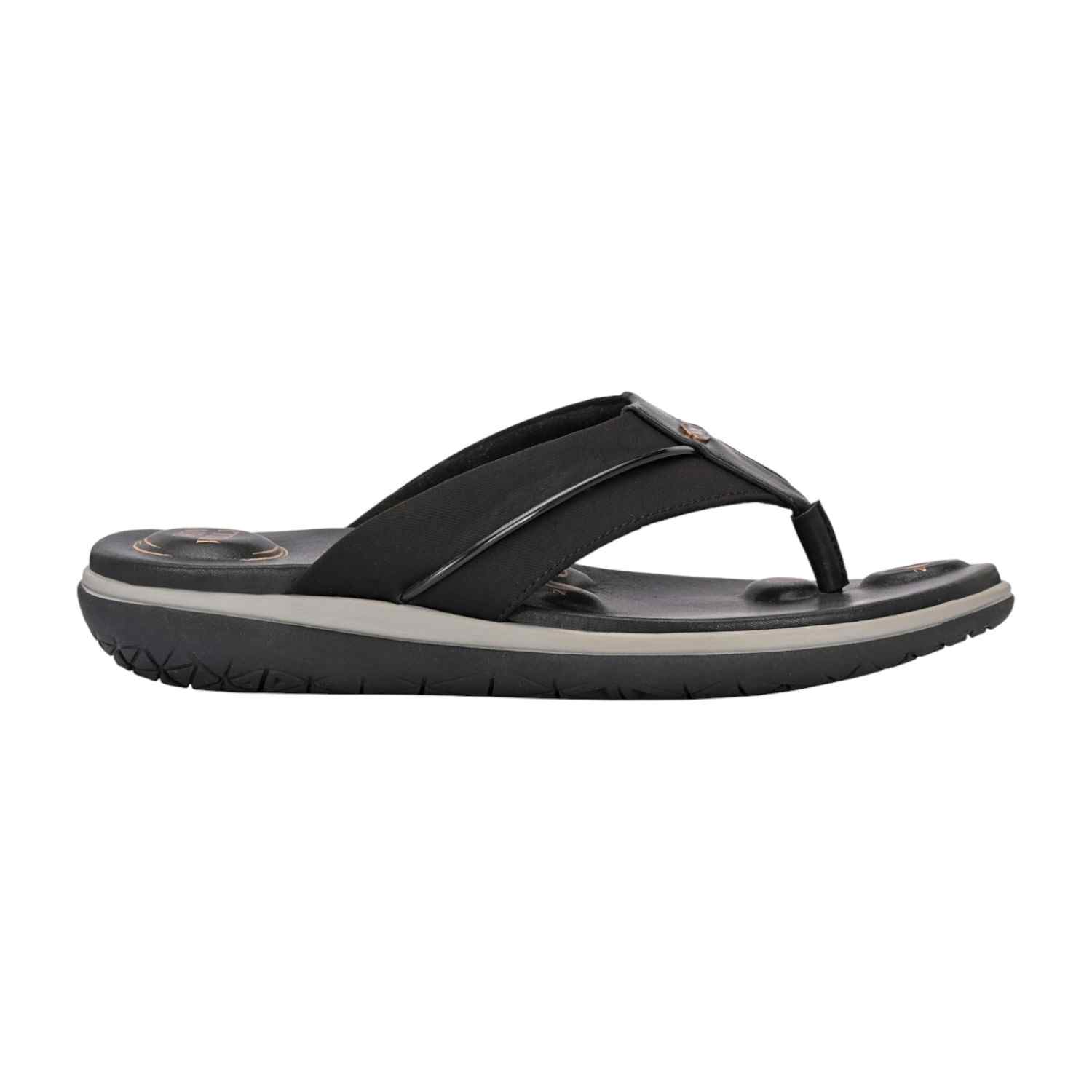 Women Sleek Black Comfort Thong Sandal with Contrast Trim