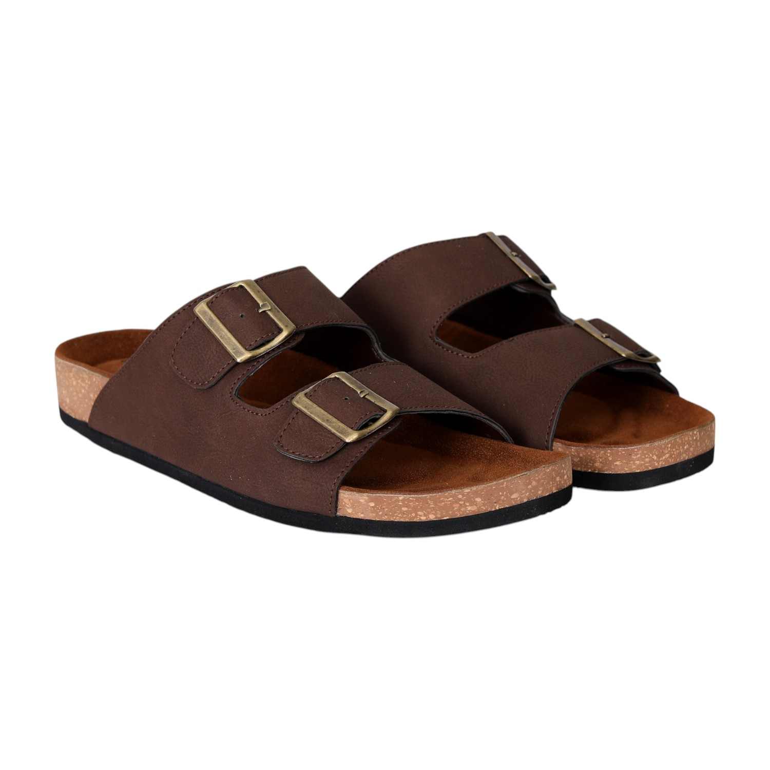 Men’s Brown Vintage Buckle Slides