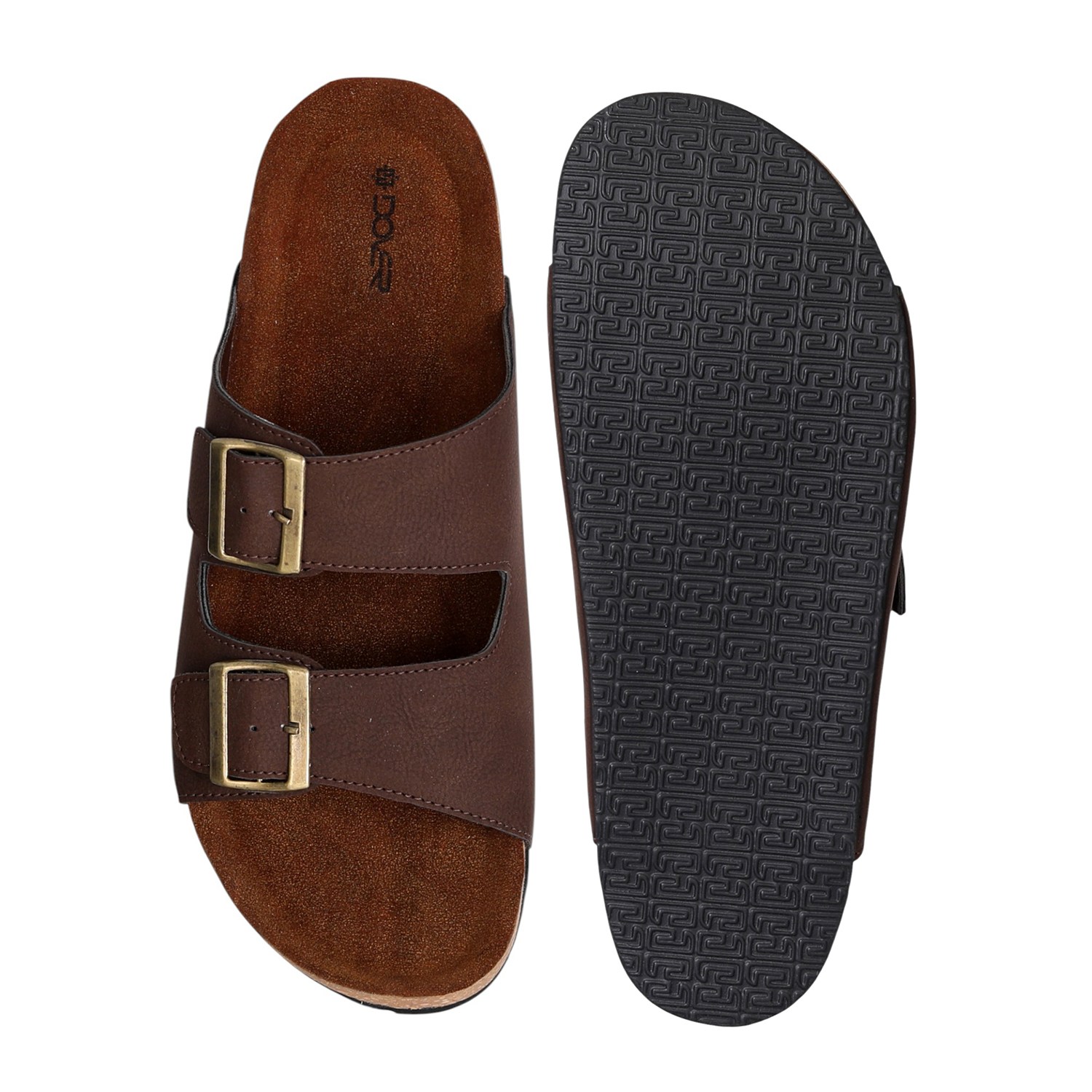 Men’s Brown Vintage Buckle Slides