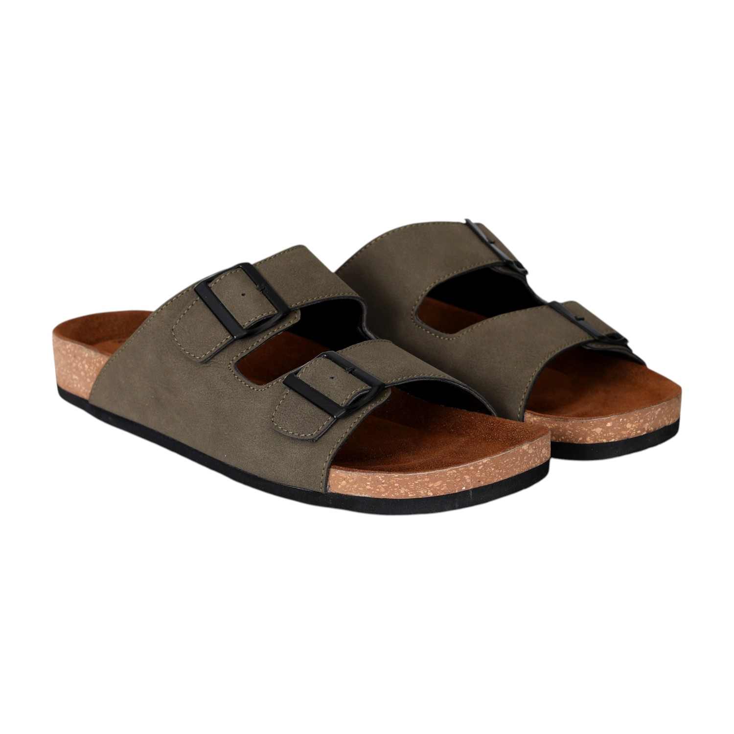 Men’s Olive Vintage Buckle Slides