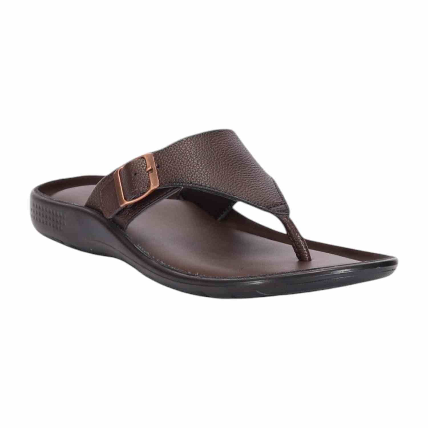 Men Brown Broad Strap Thongs