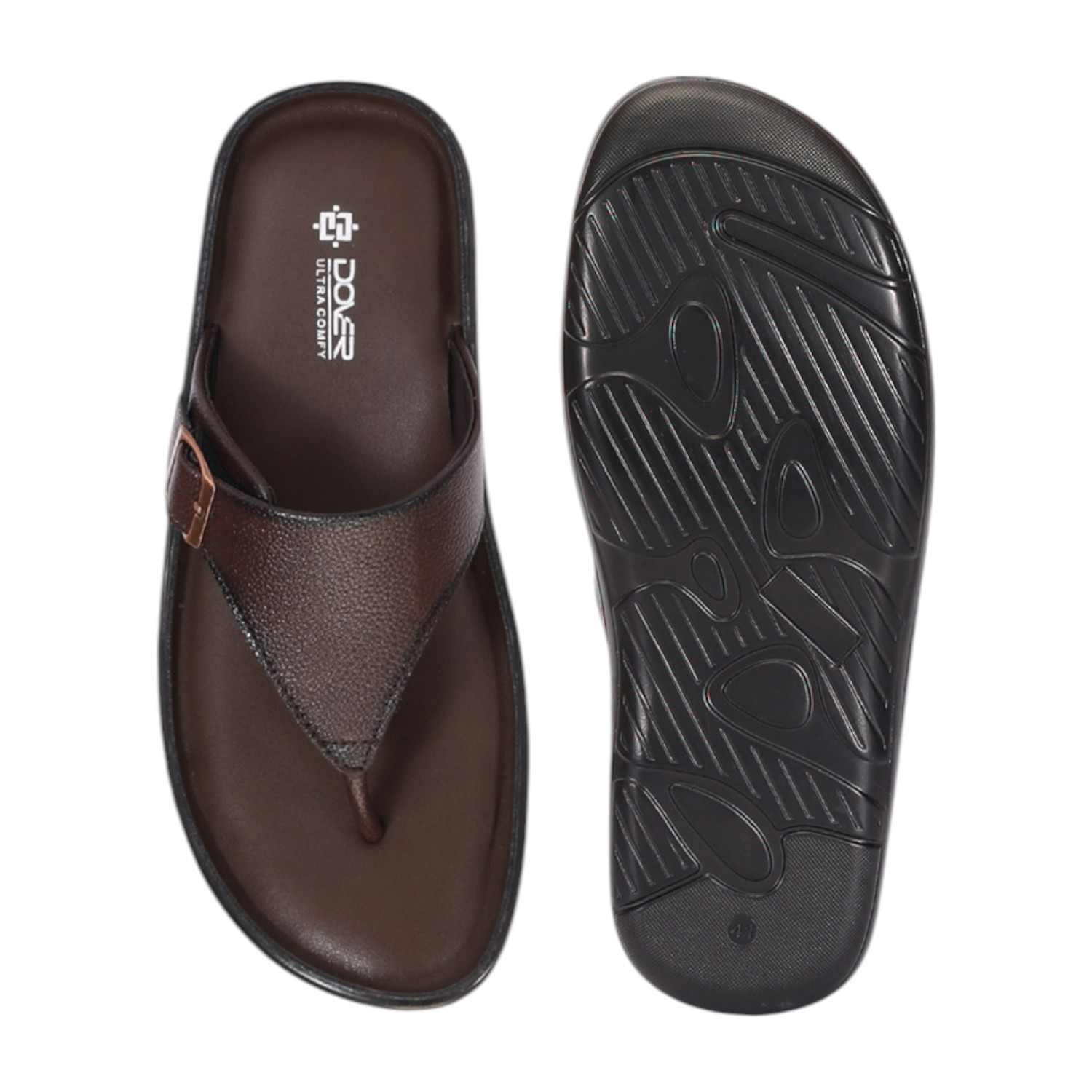 Men Brown Broad Strap Thongs