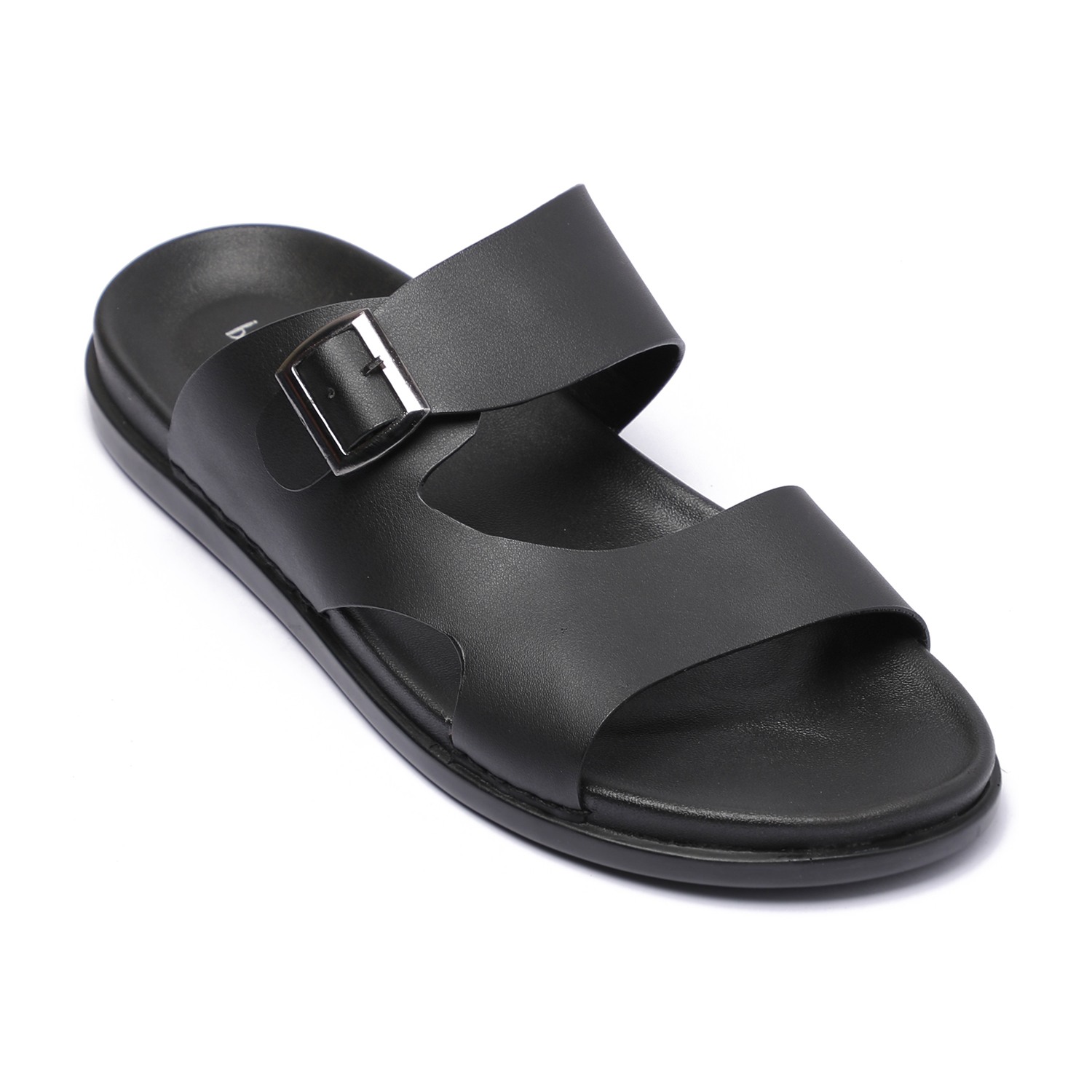 Black Comfort Chappal with Buckle for Men