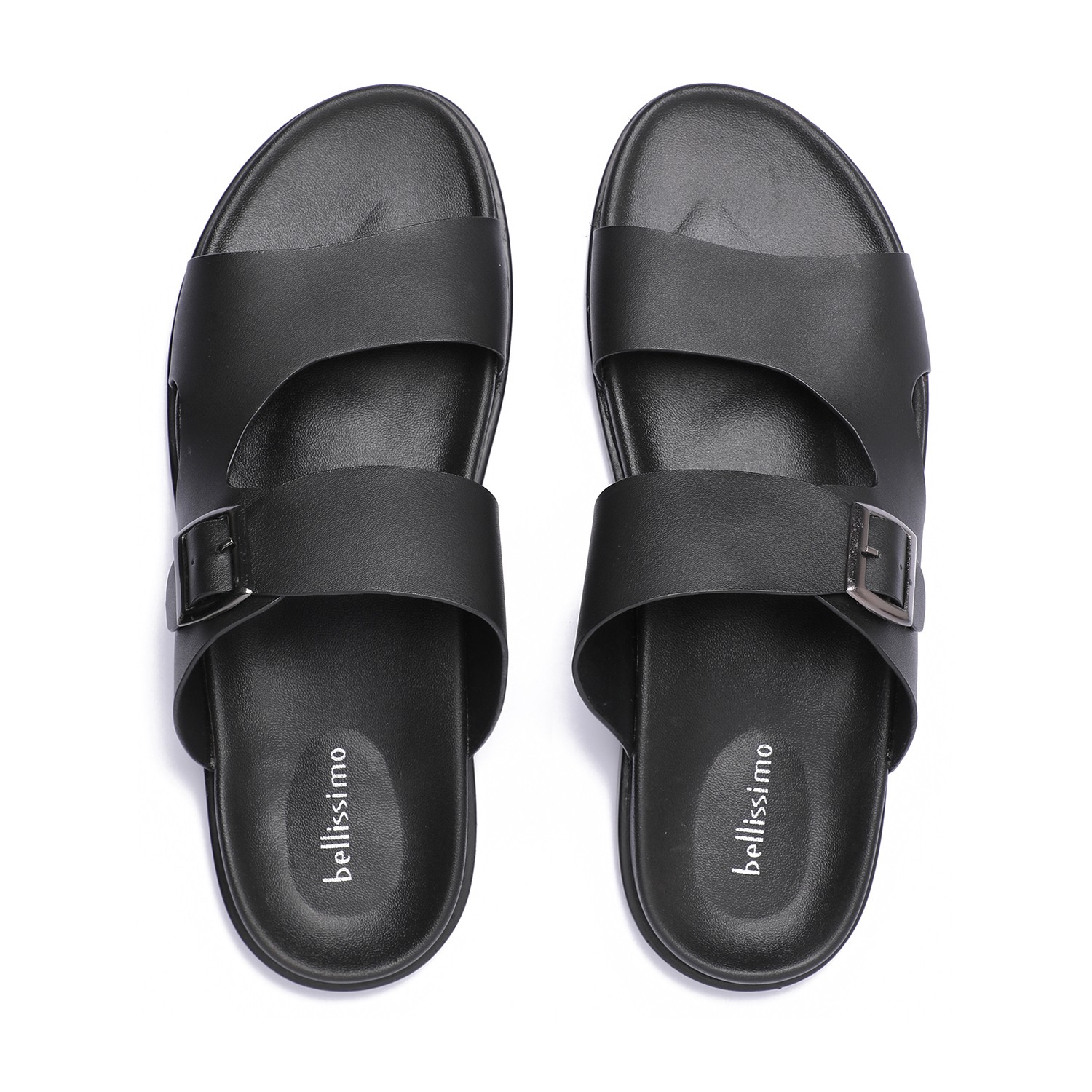 Black Comfort Chappal with Buckle for Men