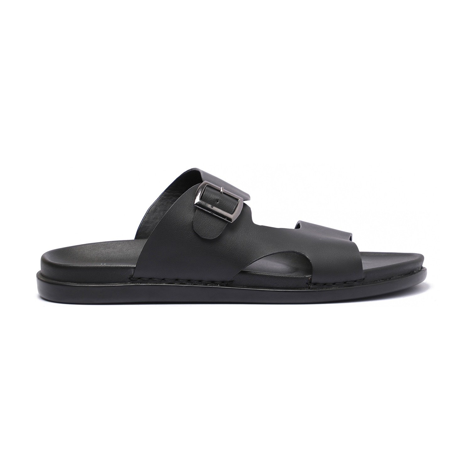 Black Comfort Chappal with Buckle for Men