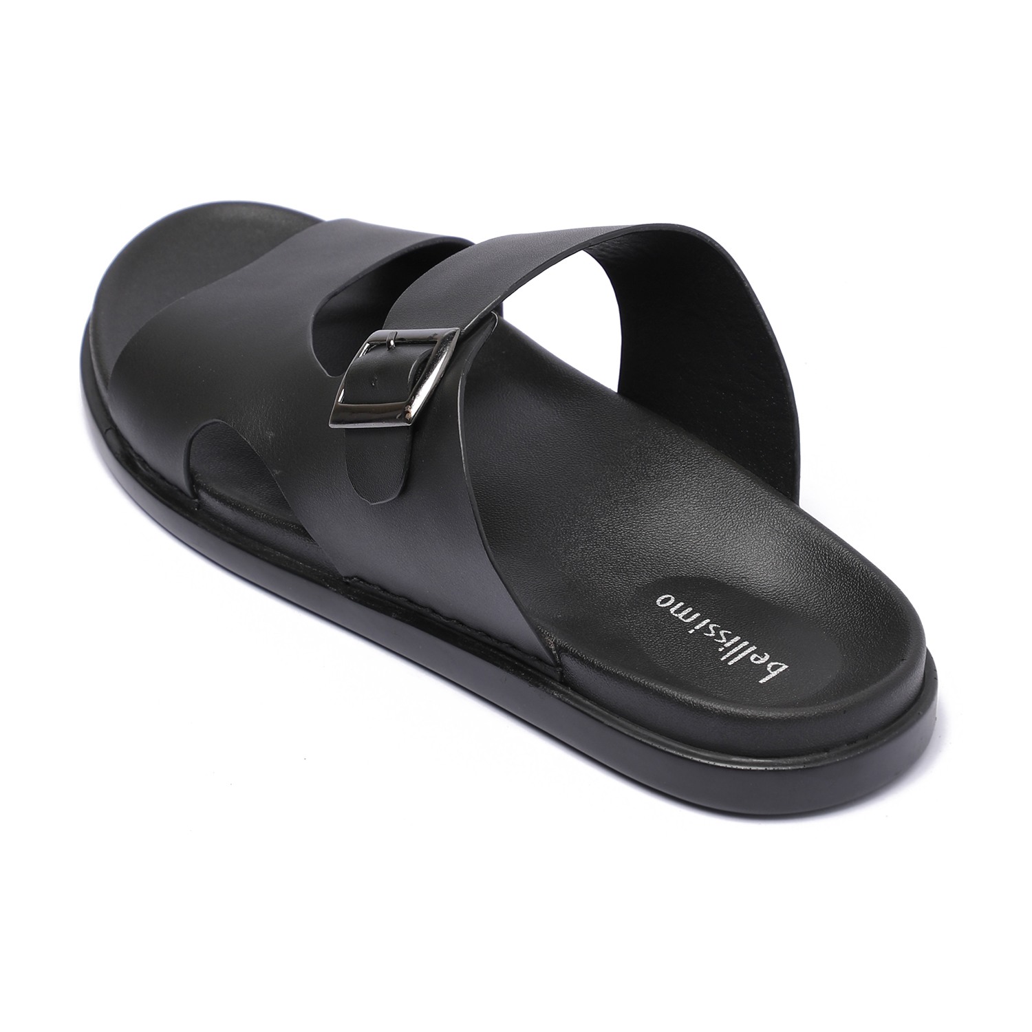 Black Comfort Chappal with Buckle for Men