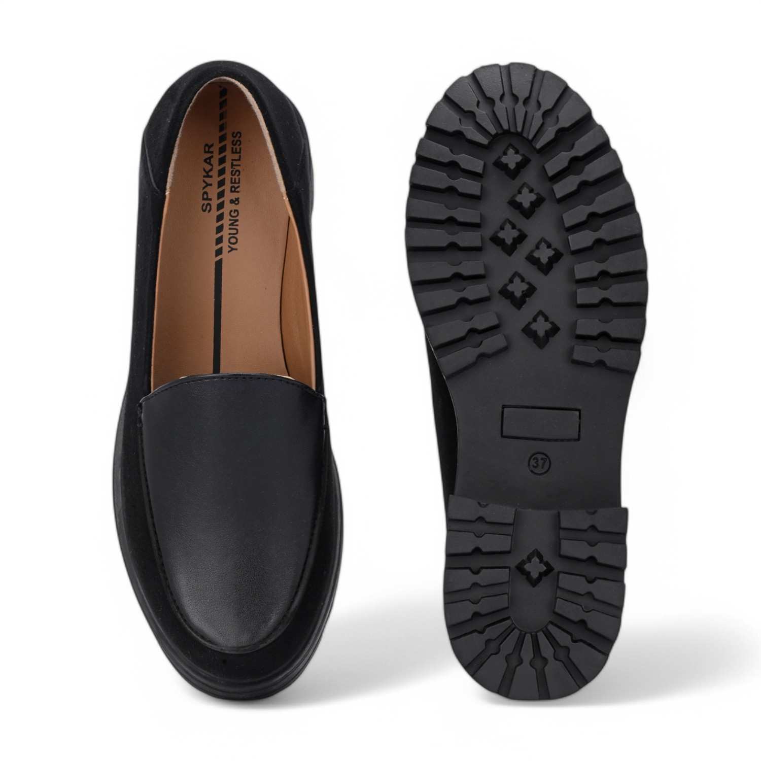 Nova Womens Black Heeled Loafers