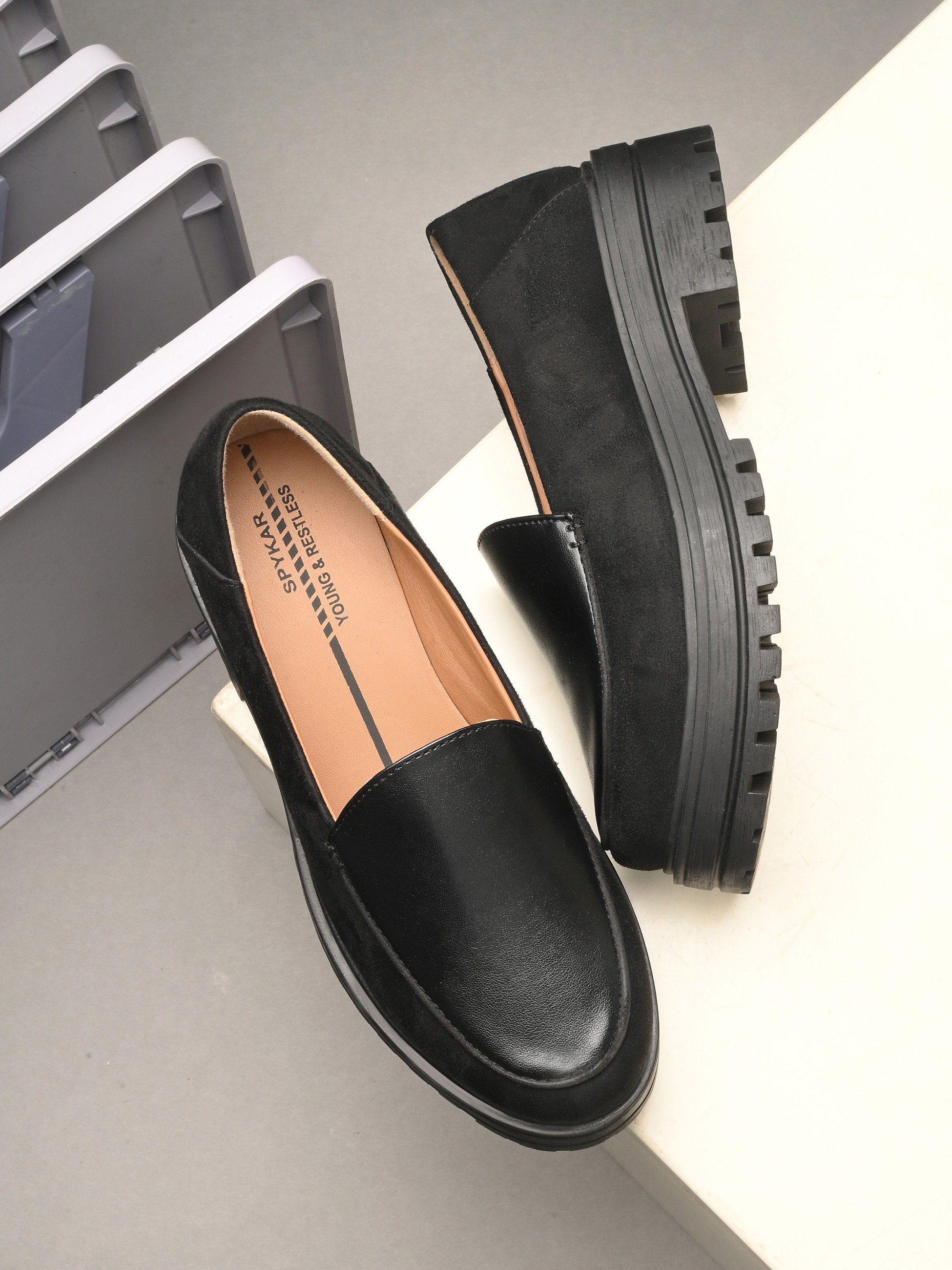 Nova Womens Black Heeled Loafers