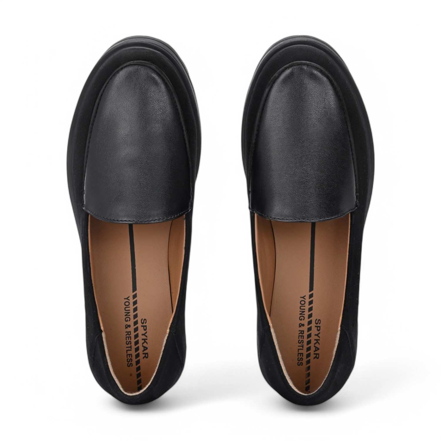 Nova Womens Black Heeled Loafers