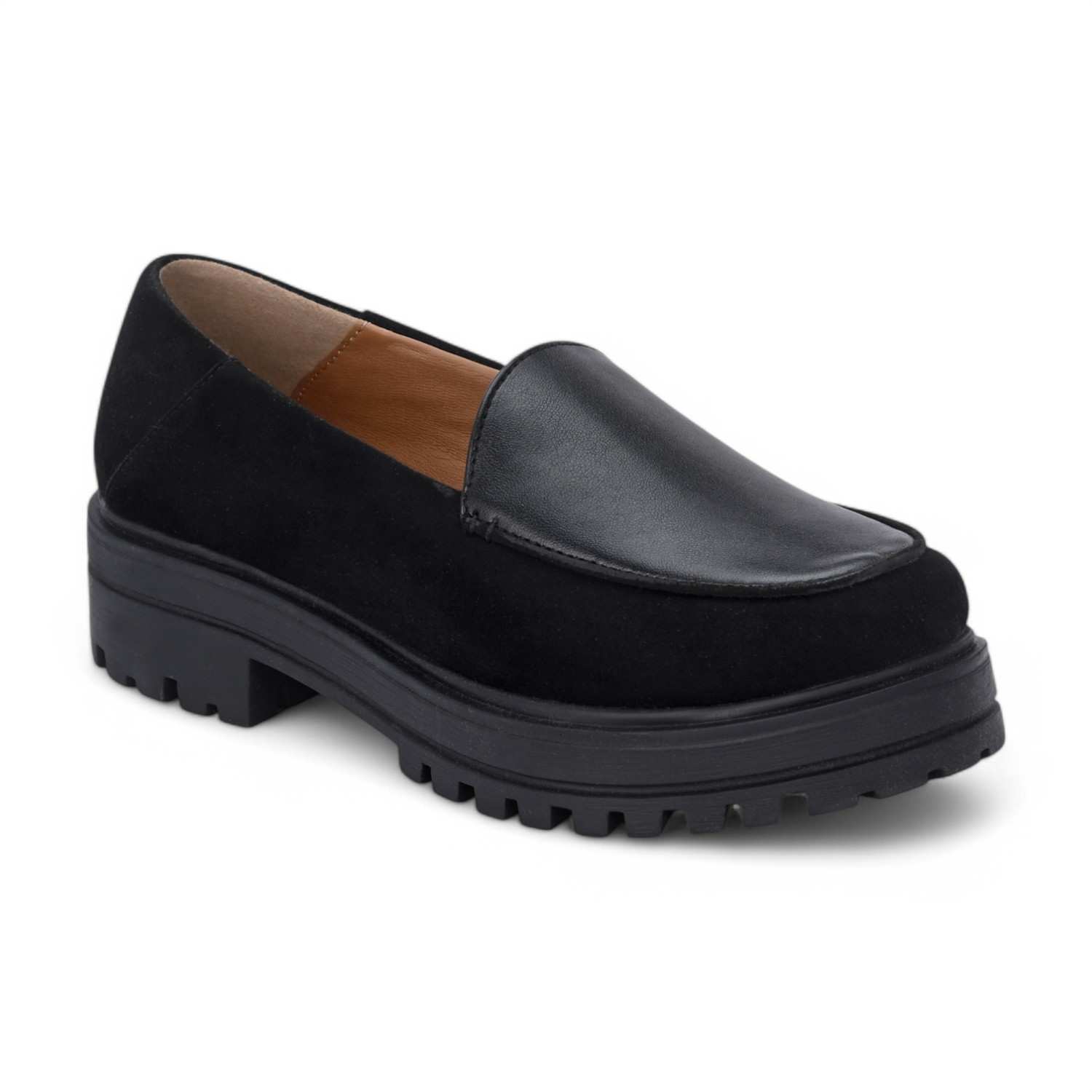 Nova Womens Black Heeled Loafers