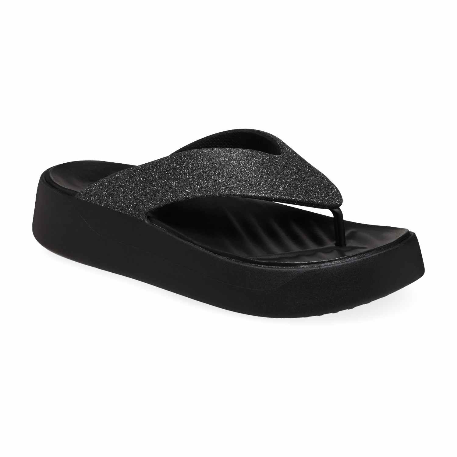 Women Glitter Flip Flops Midnight Black
