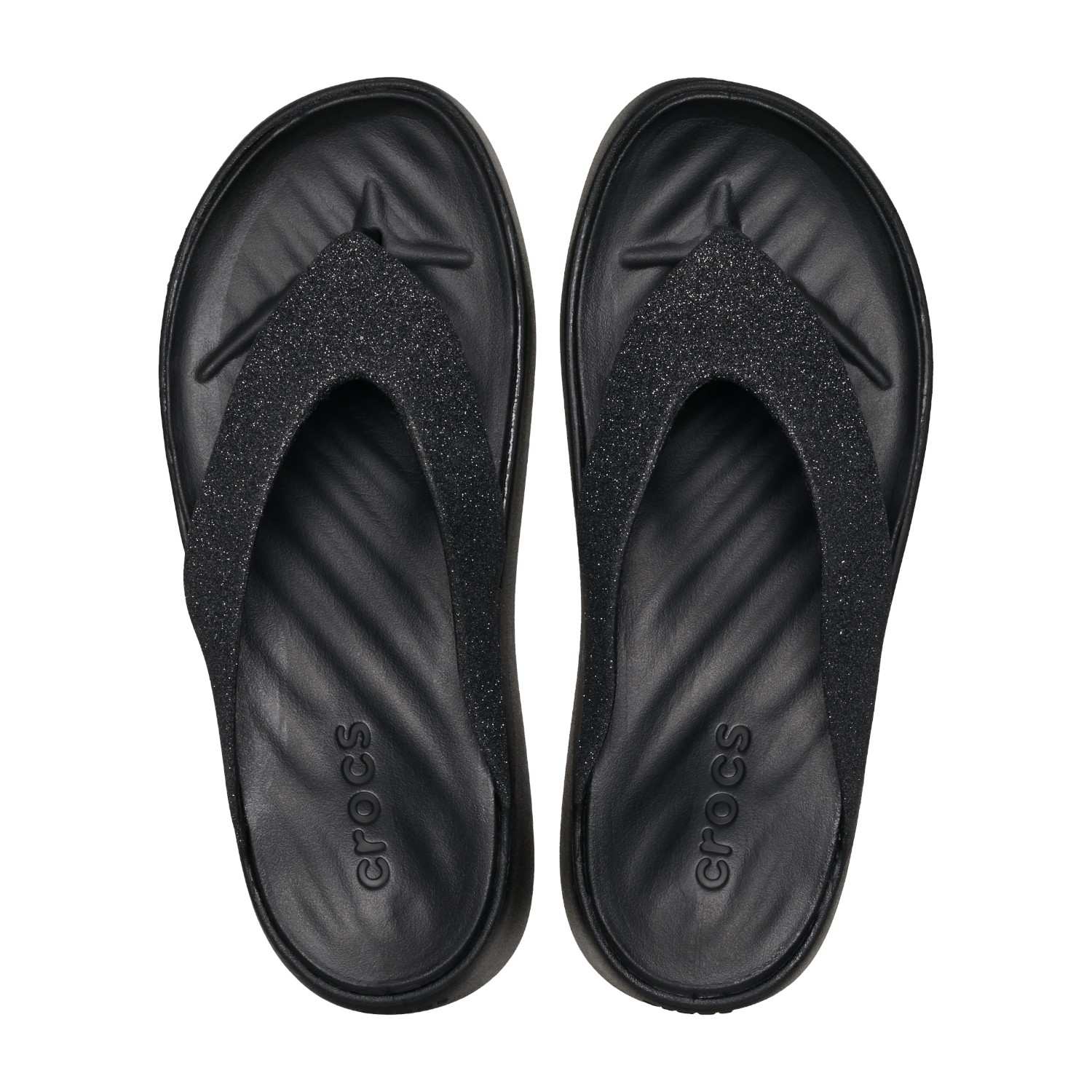 Women Glitter Flip Flops Midnight Black