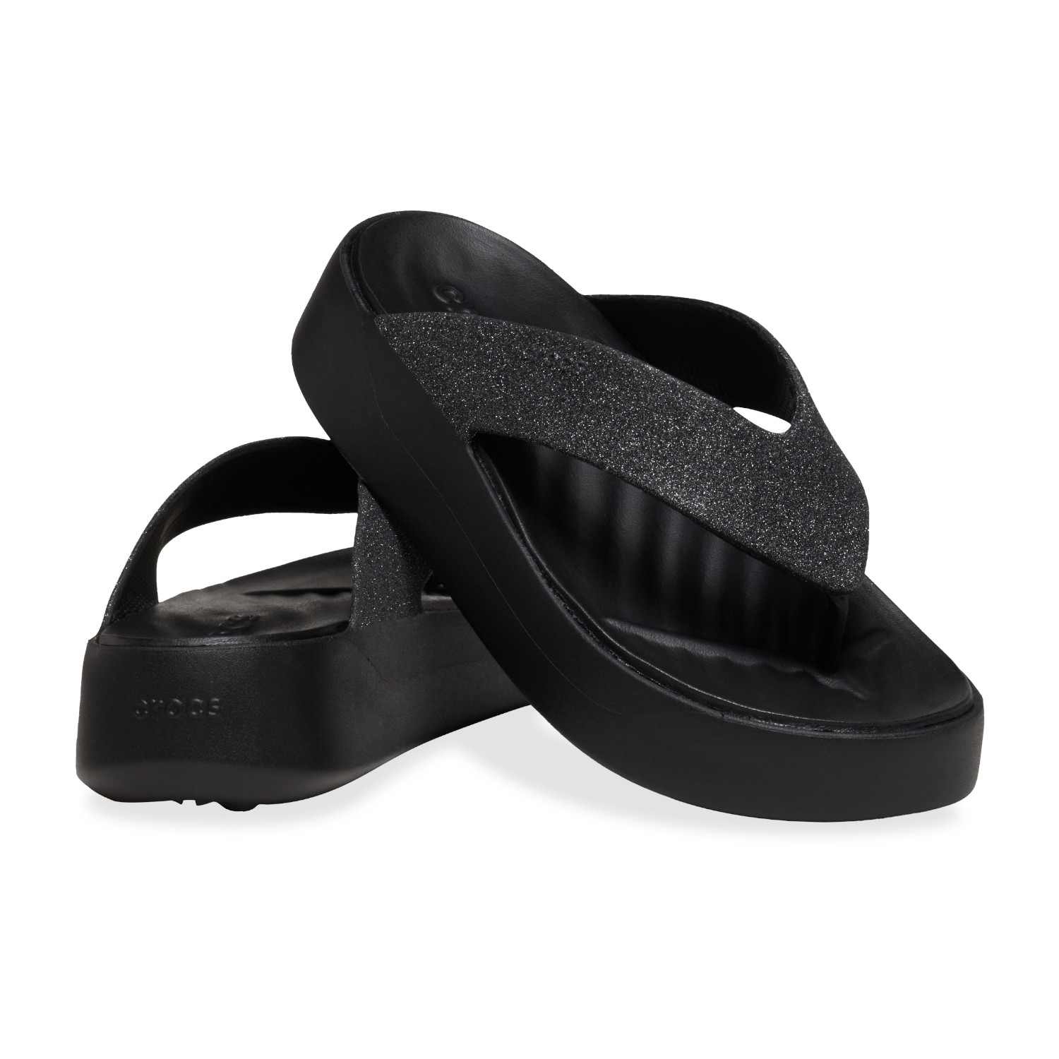 Women Glitter Flip Flops Midnight Black