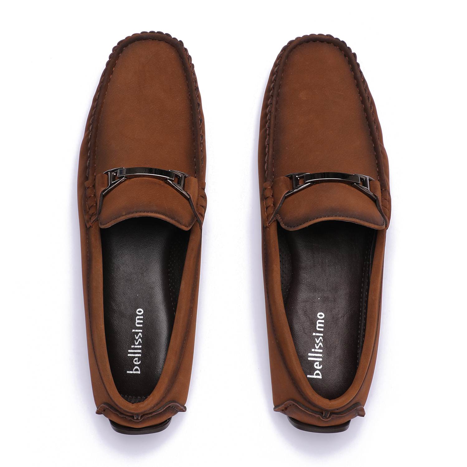Tan Suede Casual Slip On with Metal Bit Accent For Men