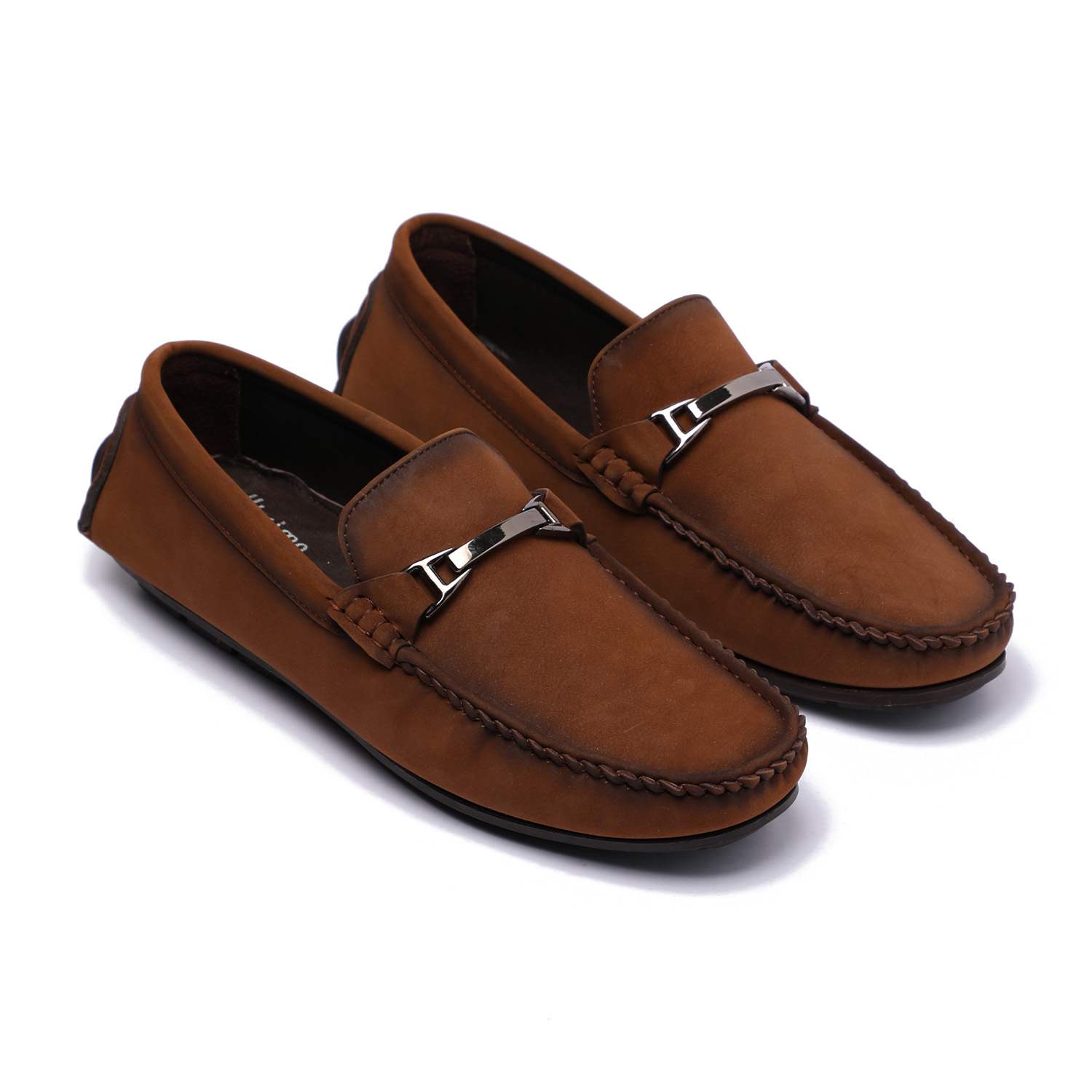 Tan Suede Casual Slip On with Metal Bit Accent For Men 