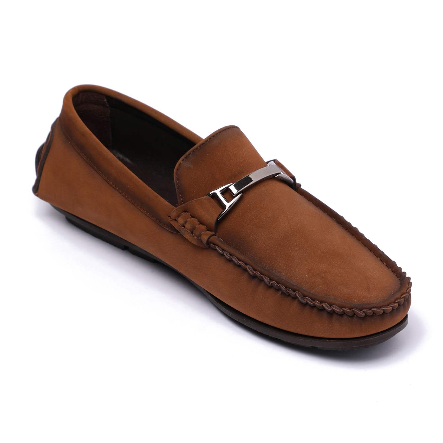 Tan Suede Casual Slip On with Metal Bit Accent For Men  display picture 2