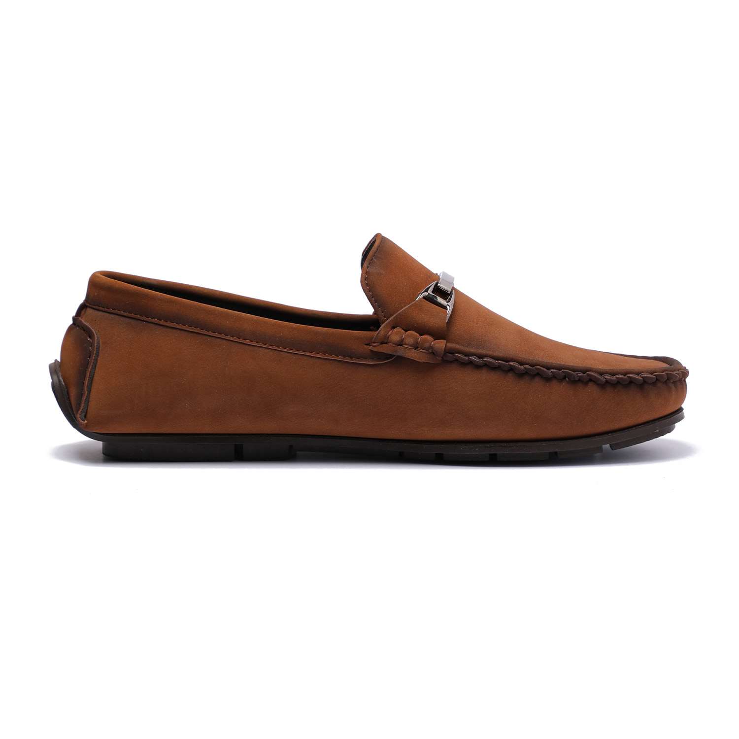 Tan Suede Casual Slip On with Metal Bit Accent For Men