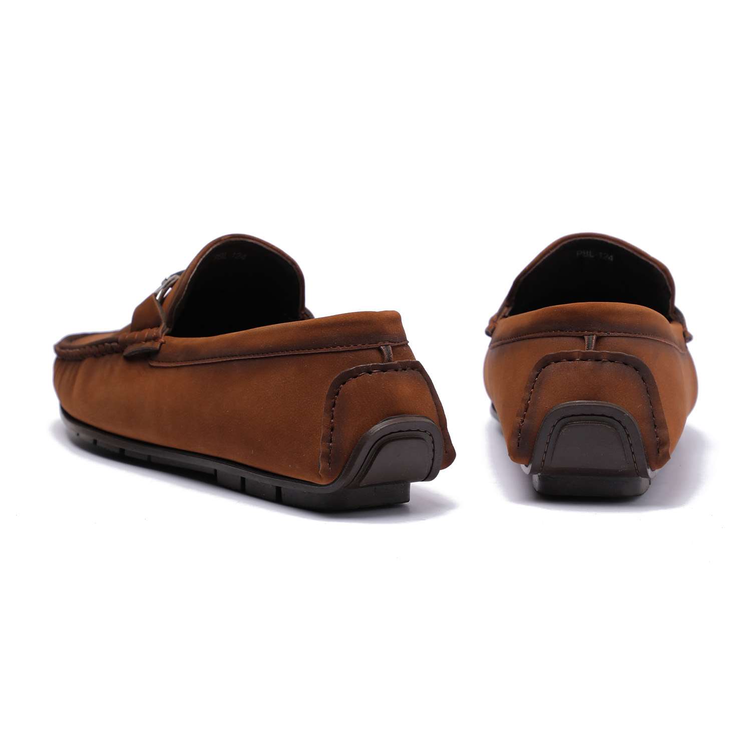 Slip-On Casual Loafers in Dark Brown with Tan Accent Tan Suede Casual Slip On with Metal Bit Accent For Men  main image 2