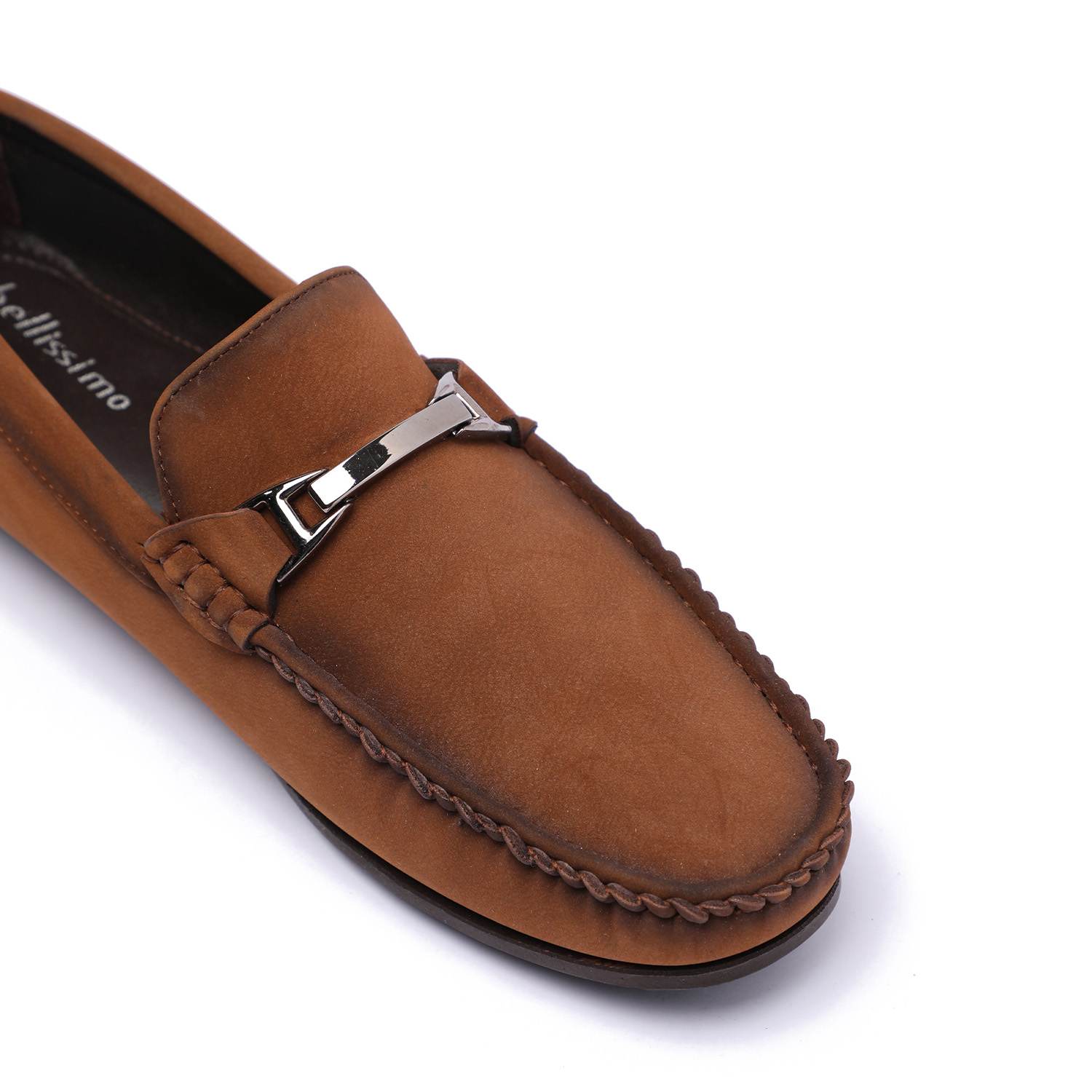 Tan Suede Casual Slip On with Metal Bit Accent For Men