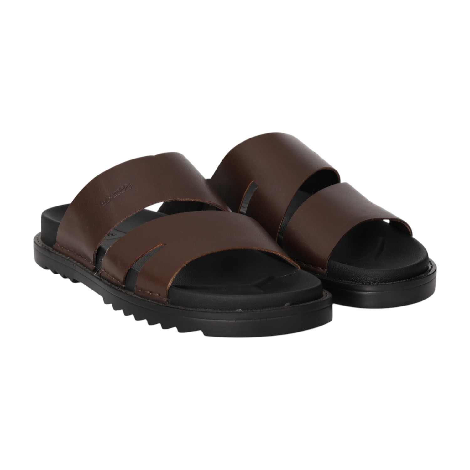 Men Brown Duo Slides