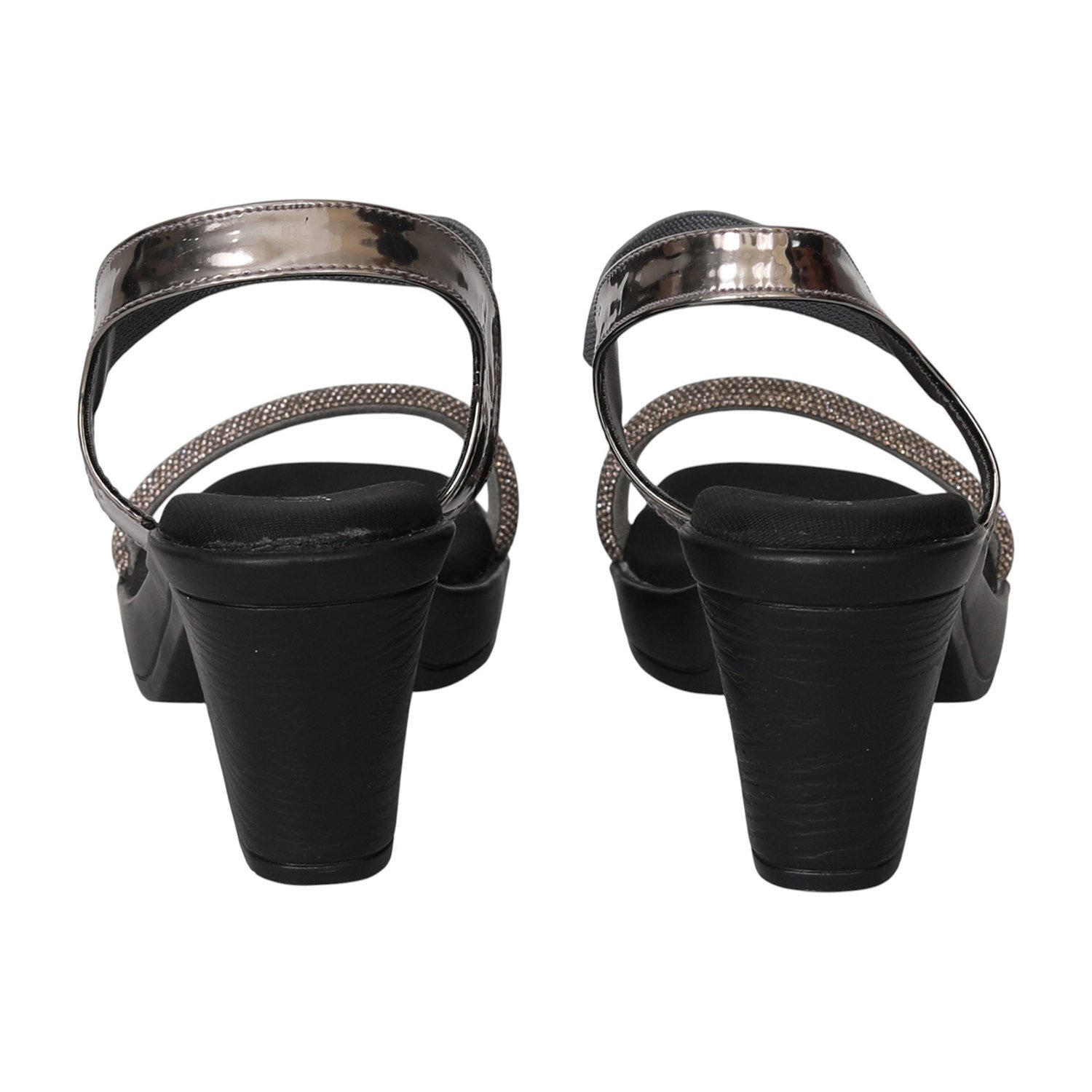 Women Silver Glam Ankle Strap Heels
